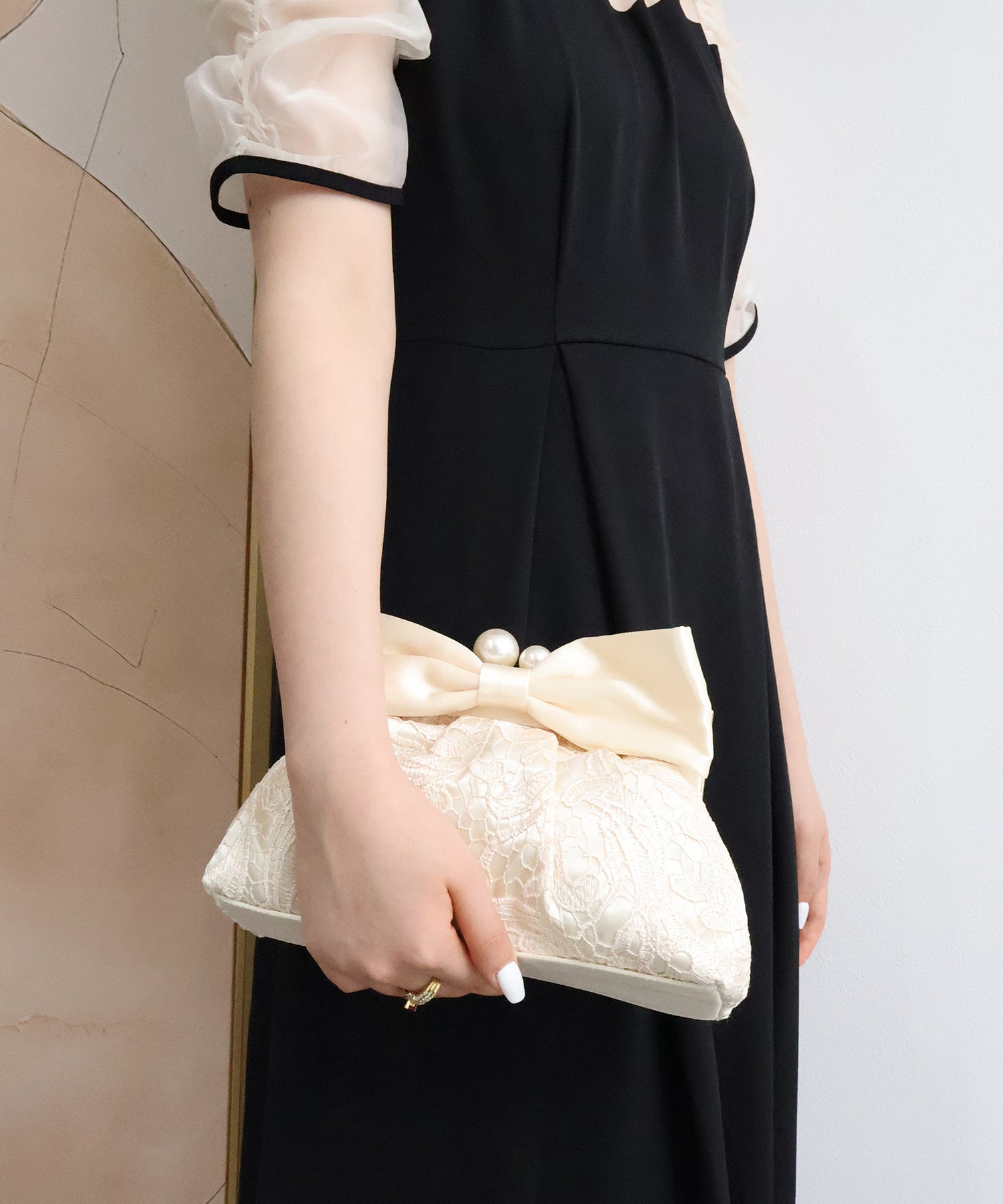 リボン付きレースクラッチバッグdsb0015-101-14