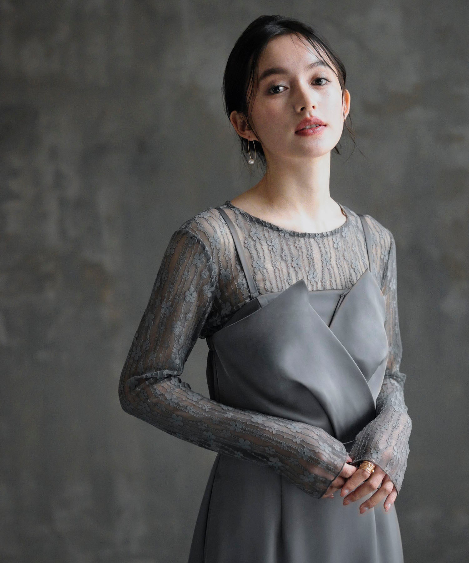 ドレス ワンピース トップス セット 結婚式dsh0129 チャコールグレー