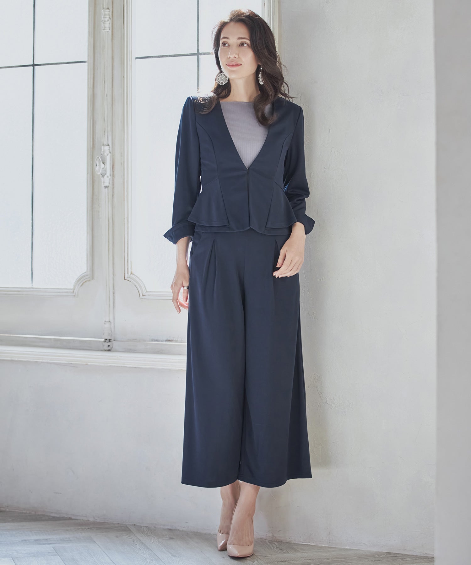 セットアップ スーツ ウォッシャブル ジャケット ワイドパンツ OL 通勤服 入学式 卒業式dsj0013