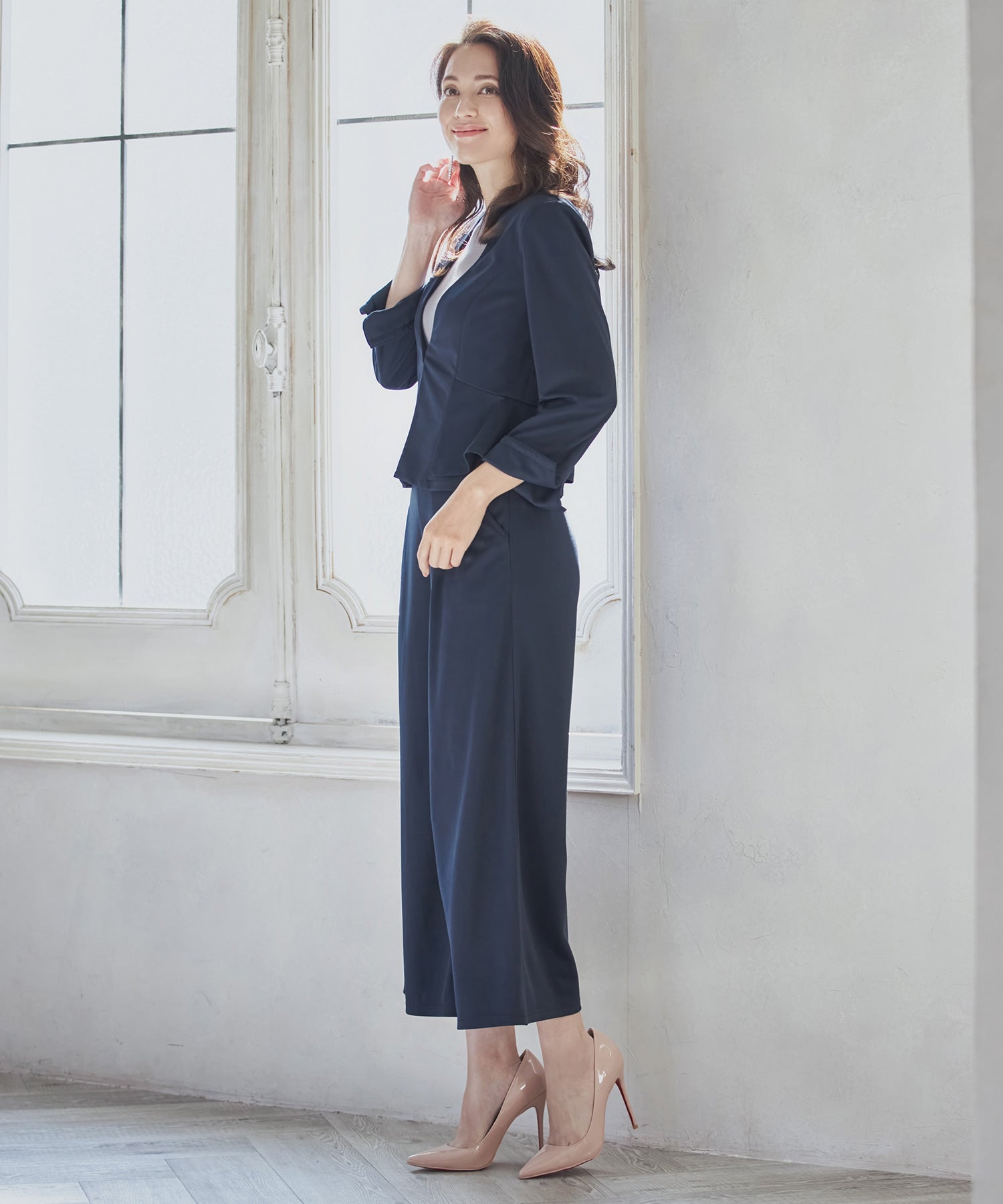 セットアップ スーツ ウォッシャブル ジャケット ワイドパンツ OL 通勤服 入学式 卒業式dsj0013