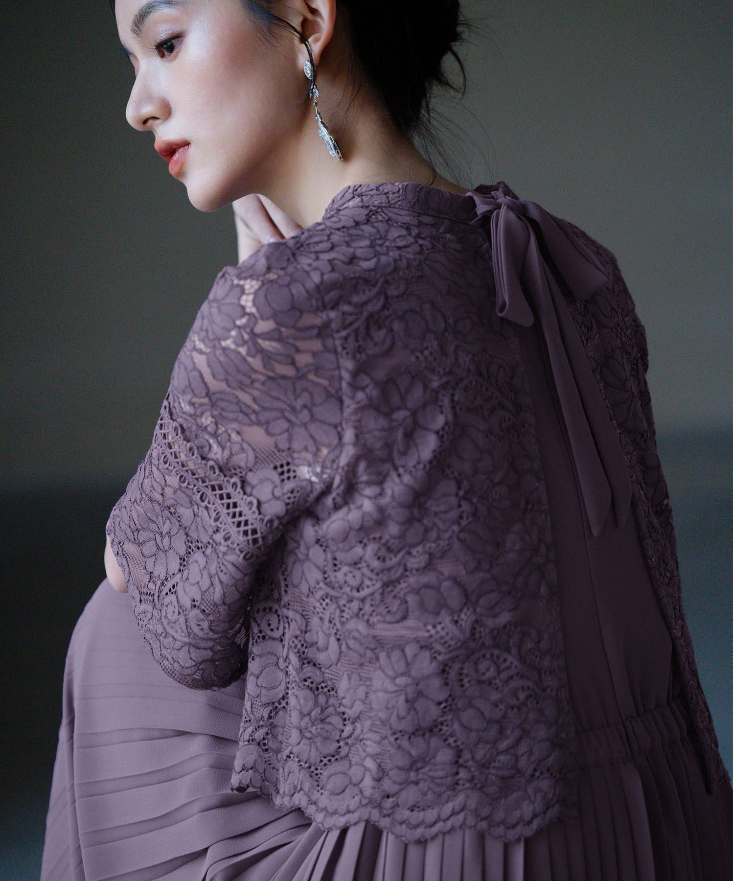 ワンピース ドレス レース プリーツ パーティードレス 結婚式dsj0017