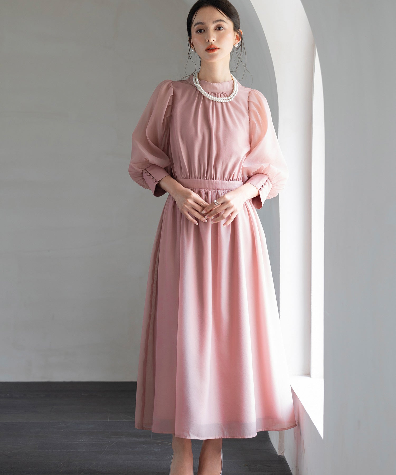ワンピース オーガンジー 結婚式 フォーマル パーティードレスdsn0046
