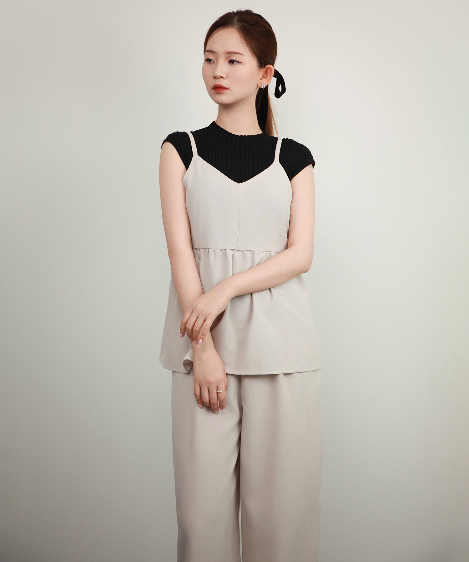 ペプラム ギャザー キャミソール セットアップdsrb2732 アイボリー