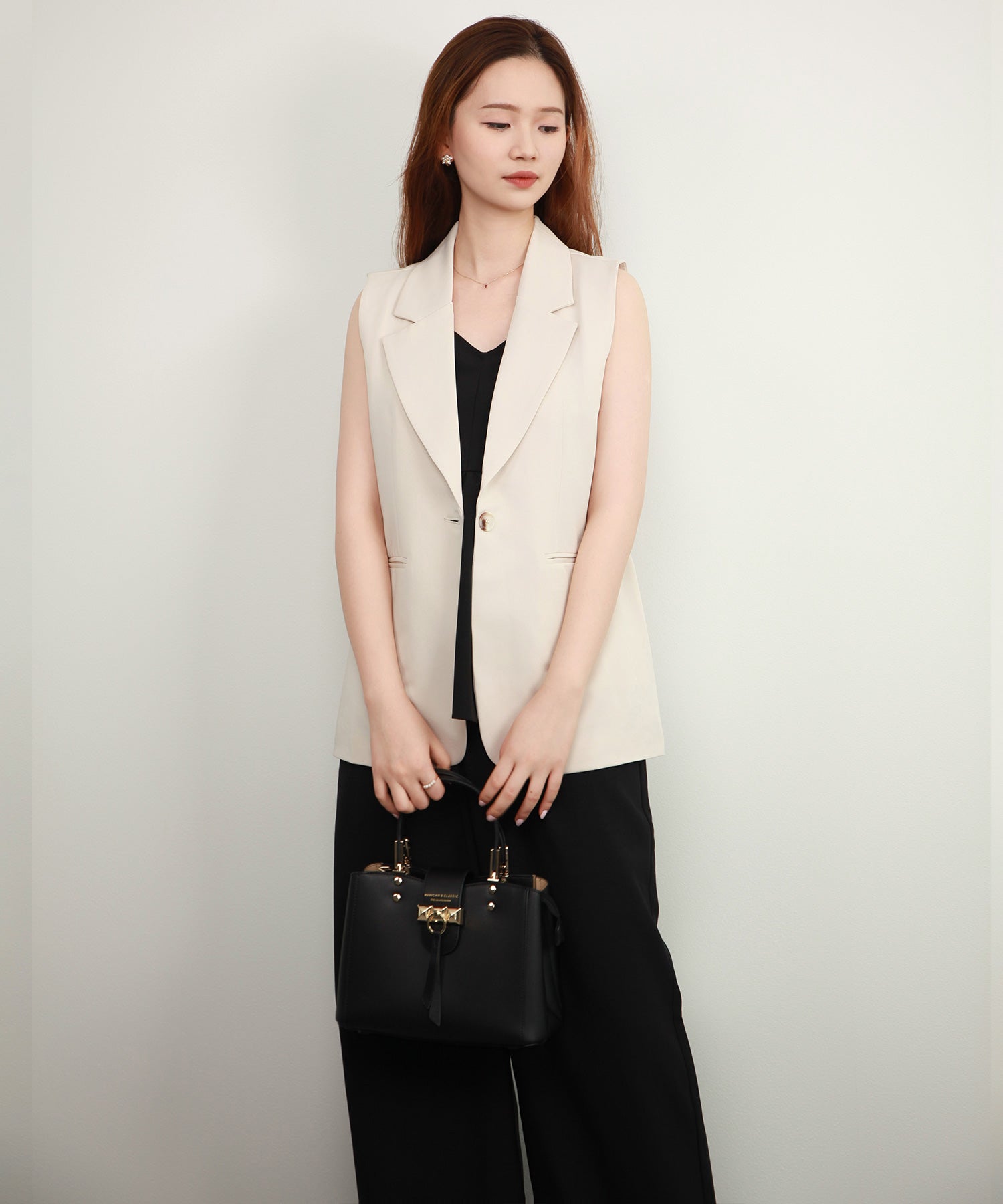 ペプラム ギャザー キャミソール セットアップdsrb2732 ブラック