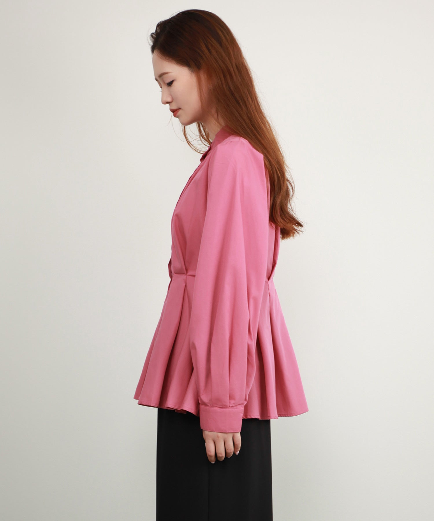 シャツ ブラウス スタンド カラーウエストタックdsrb4396 パープル