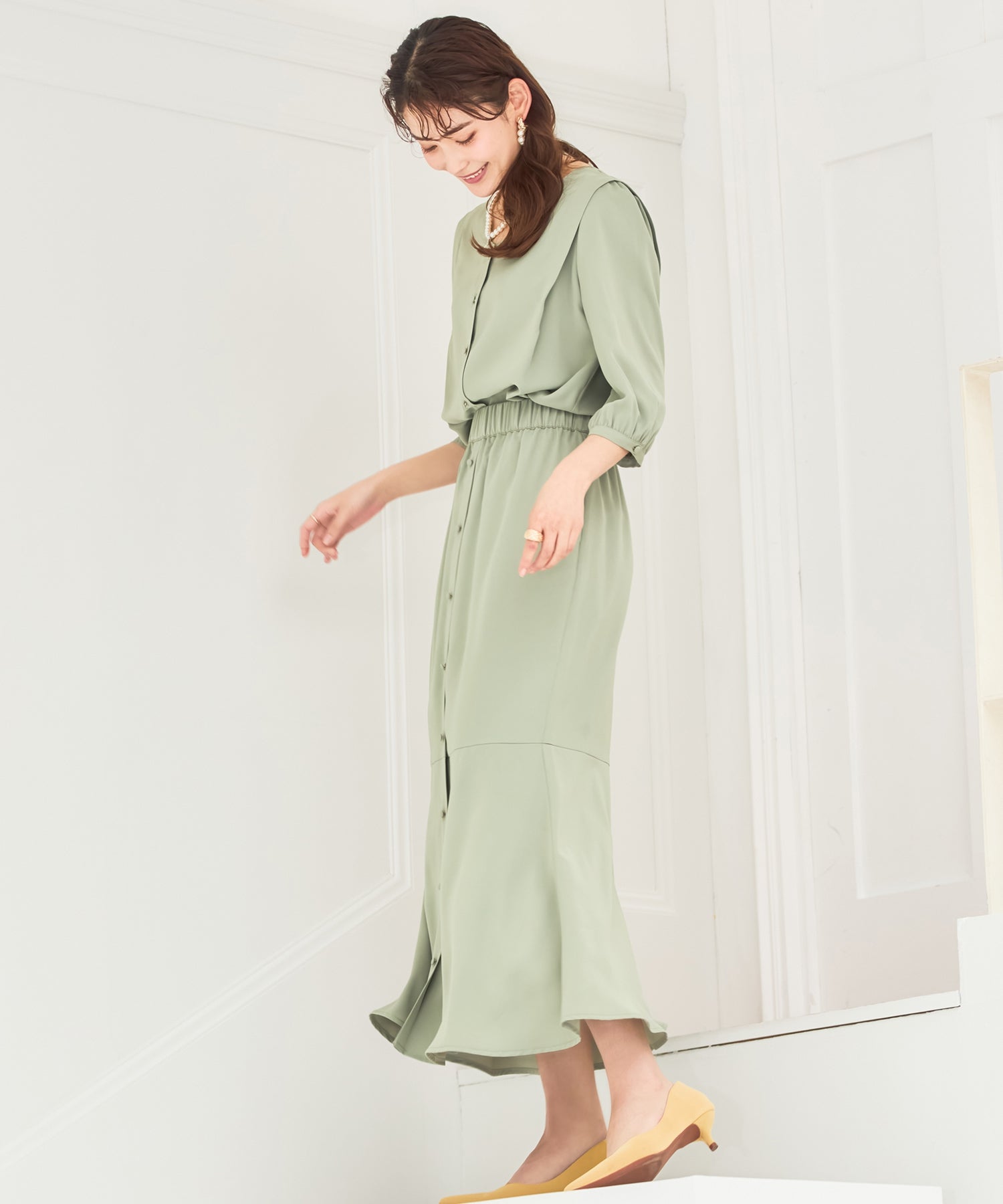 セットアップ 通勤 レディース ブラウス aライン スカート 春夏dsy0030