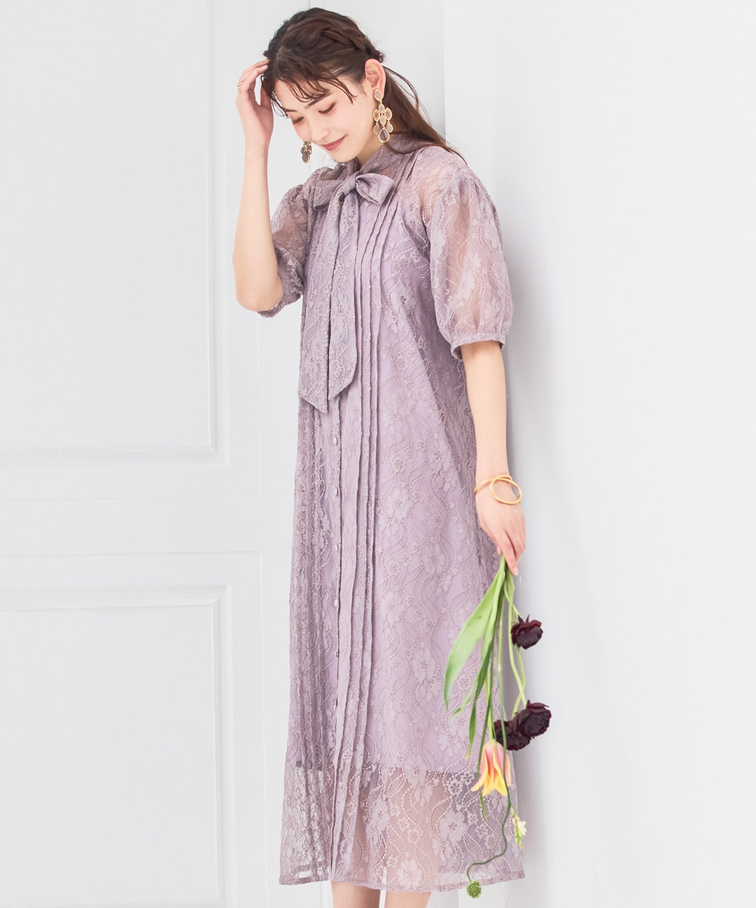 パーティードレス ワンピース 総レース 結婚式 フォーマル 普段使いdsy0040