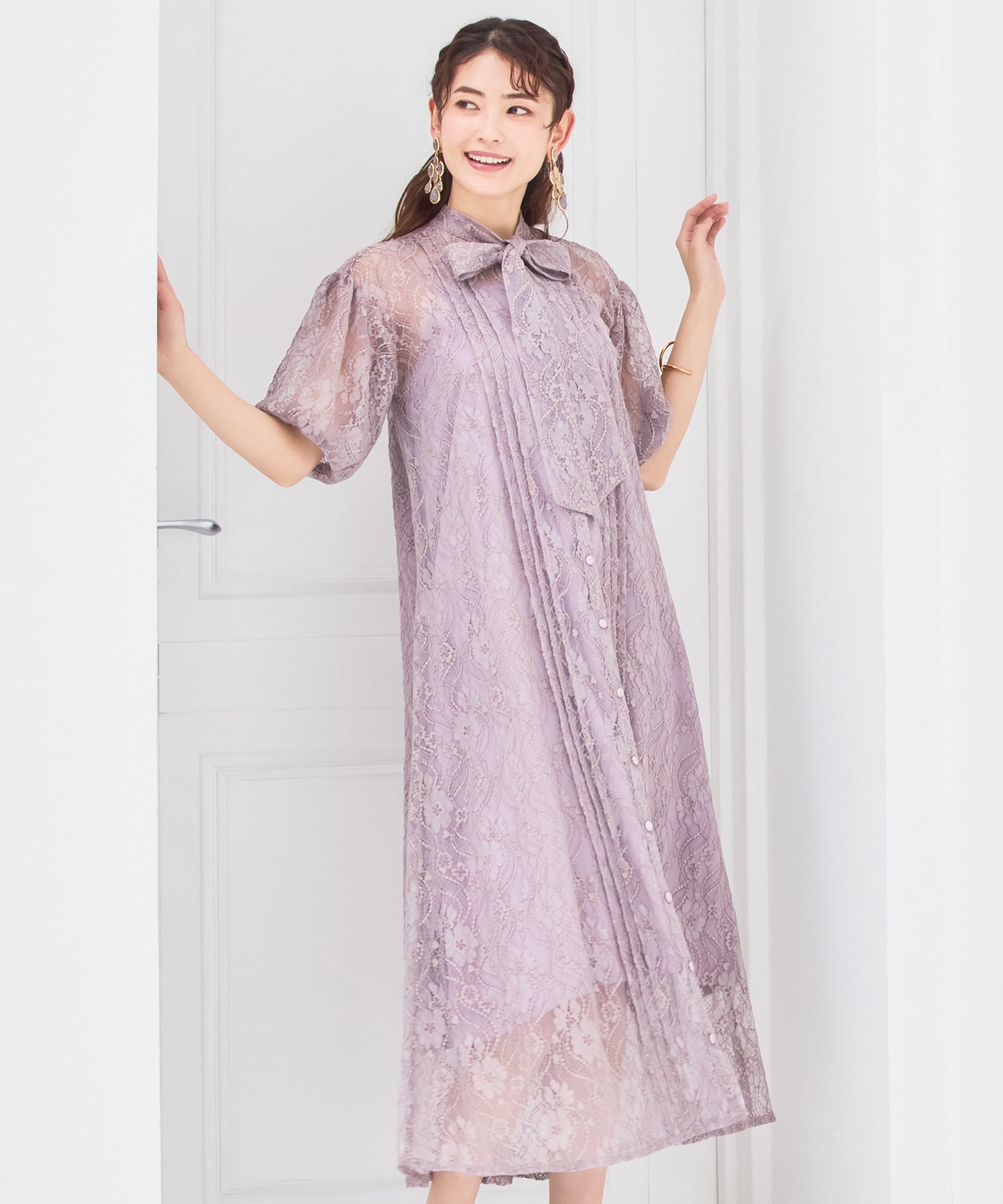 パーティードレス ワンピース 総レース 結婚式 フォーマル 普段使いdsy0040