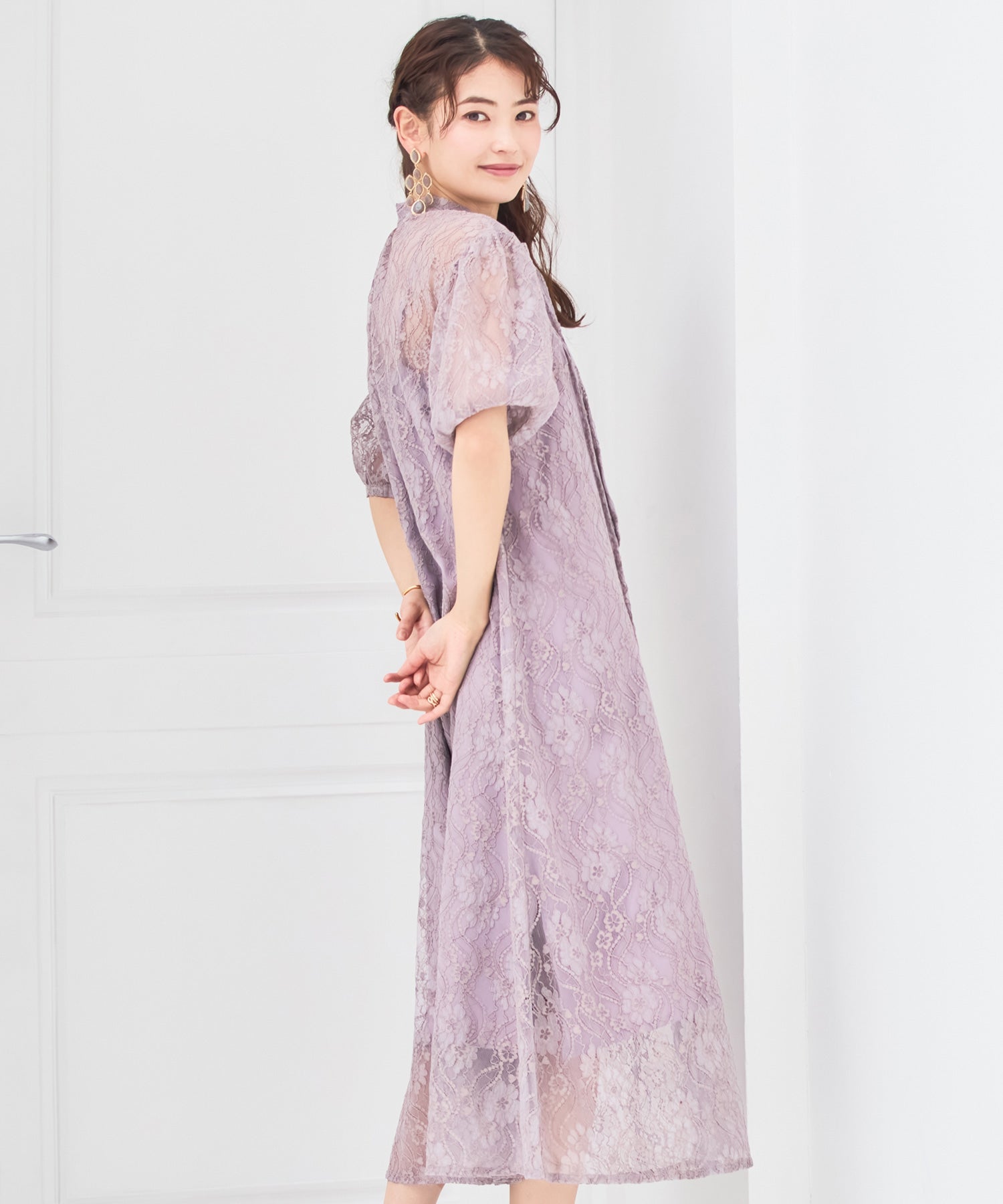 パーティードレス ワンピース 総レース 結婚式 フォーマル 普段使いdsy0040