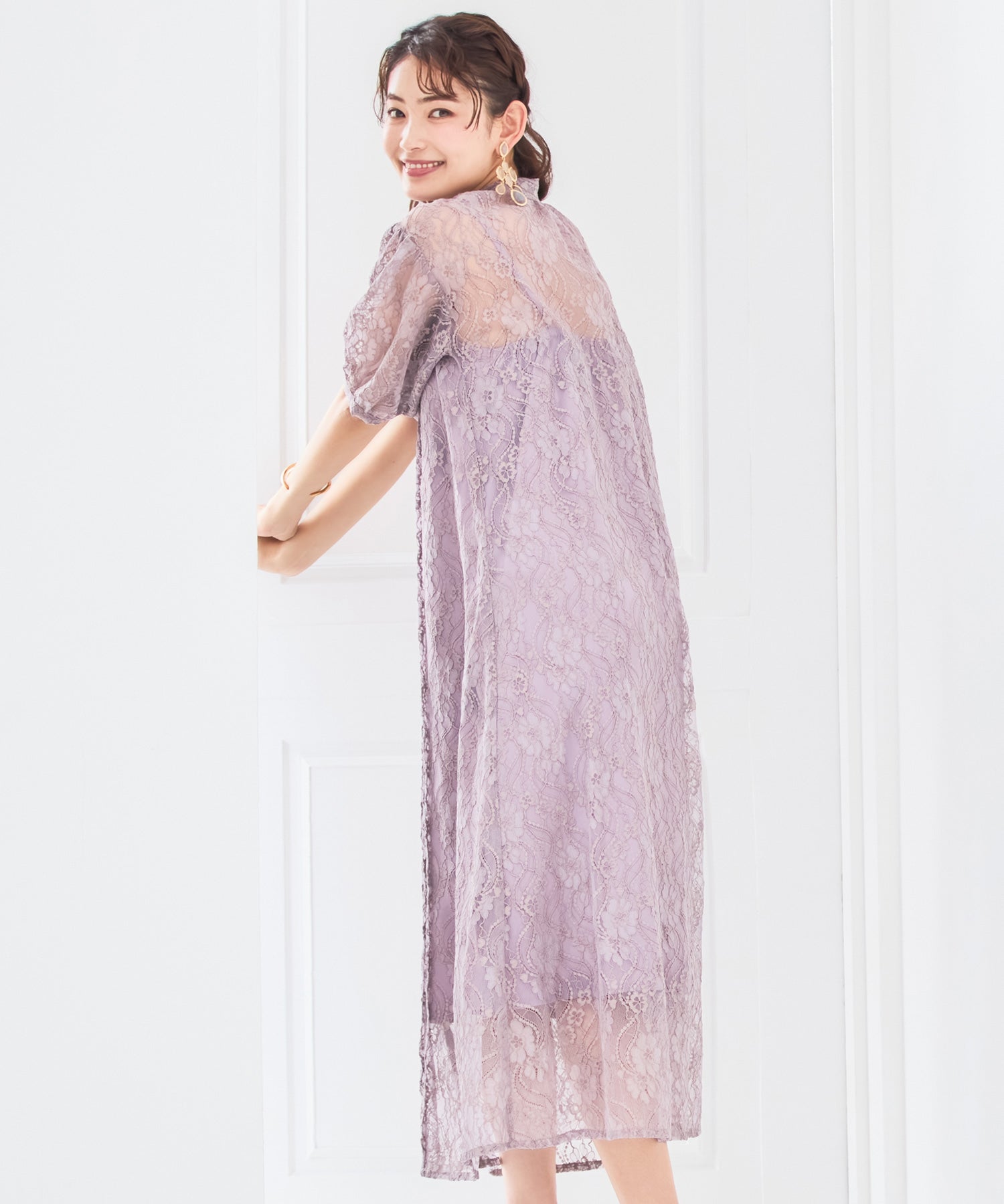 パーティードレス ワンピース 総レース 結婚式 フォーマル 普段使いdsy0040