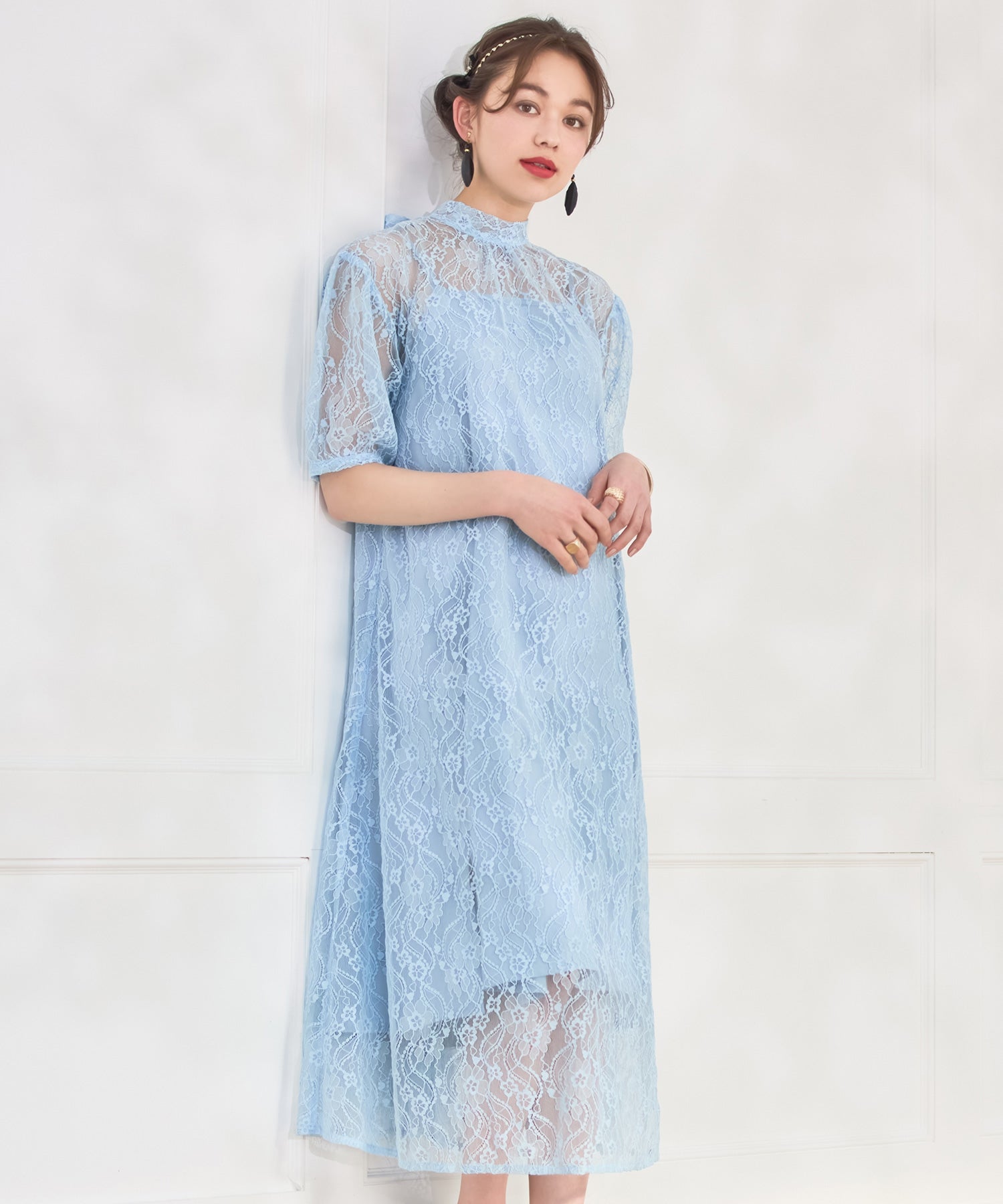 パーティードレス ワンピース 総レース 結婚式 フォーマル 普段使いdsy0040