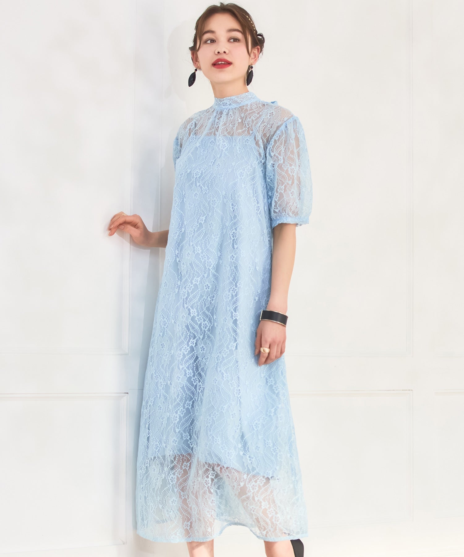 パーティードレス ワンピース 総レース 結婚式 フォーマル 普段使いdsy0040