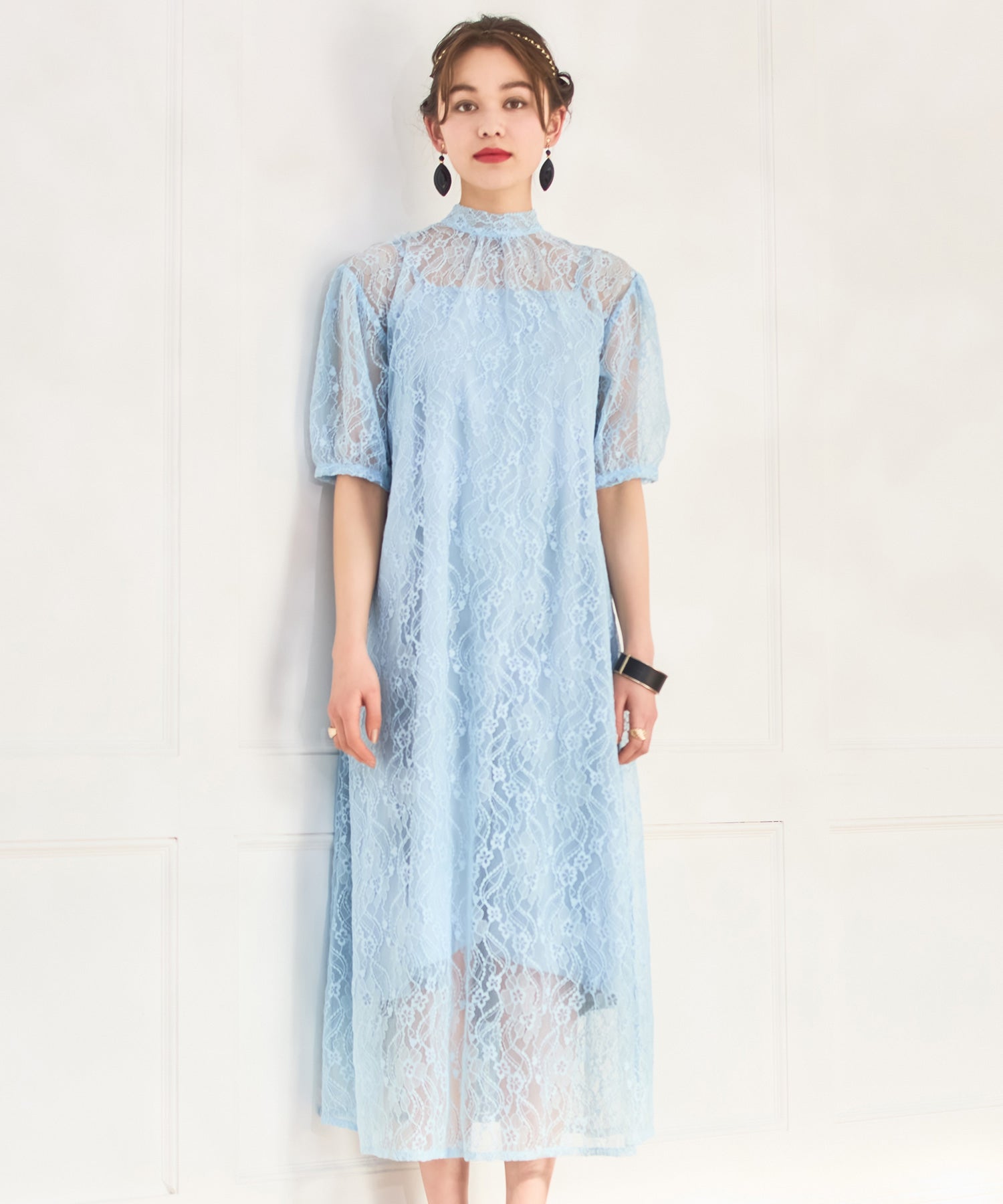 パーティードレス ワンピース 総レース 結婚式 フォーマル 普段使いdsy0040