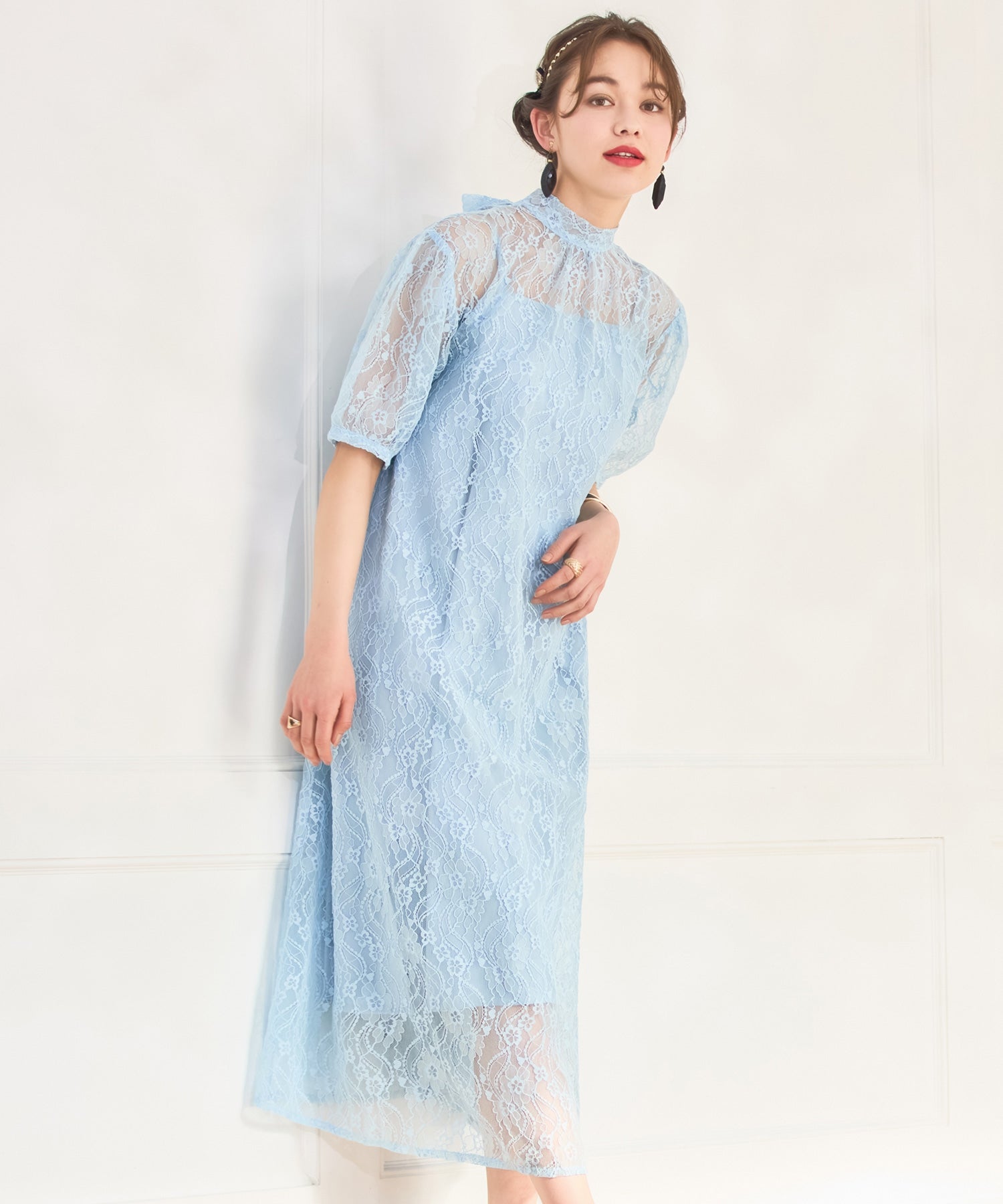 パーティードレス ワンピース 総レース 結婚式 フォーマル 普段使いdsy0040