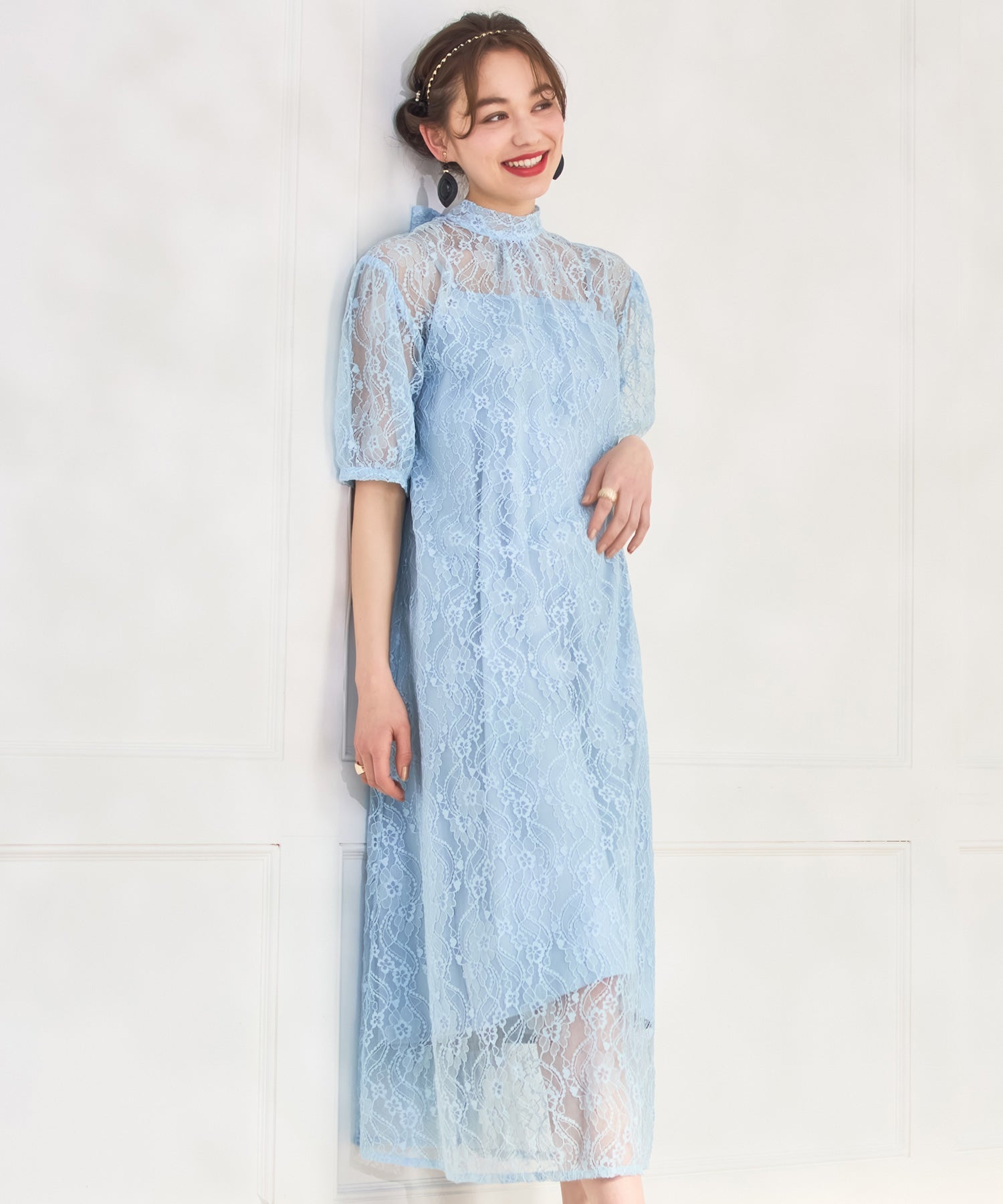 パーティードレス ワンピース 総レース 結婚式 フォーマル 普段使いdsy0040