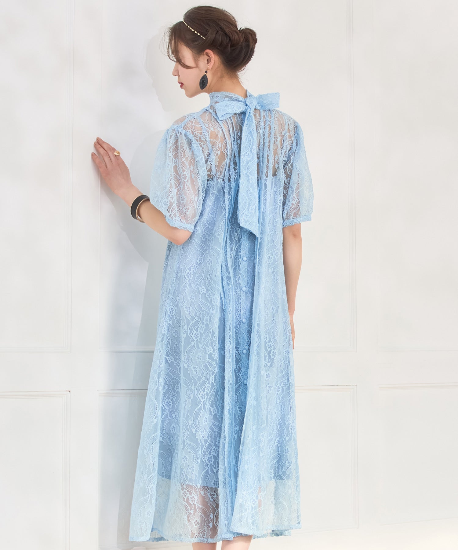 パーティードレス ワンピース 総レース 結婚式 フォーマル 普段使いdsy0040