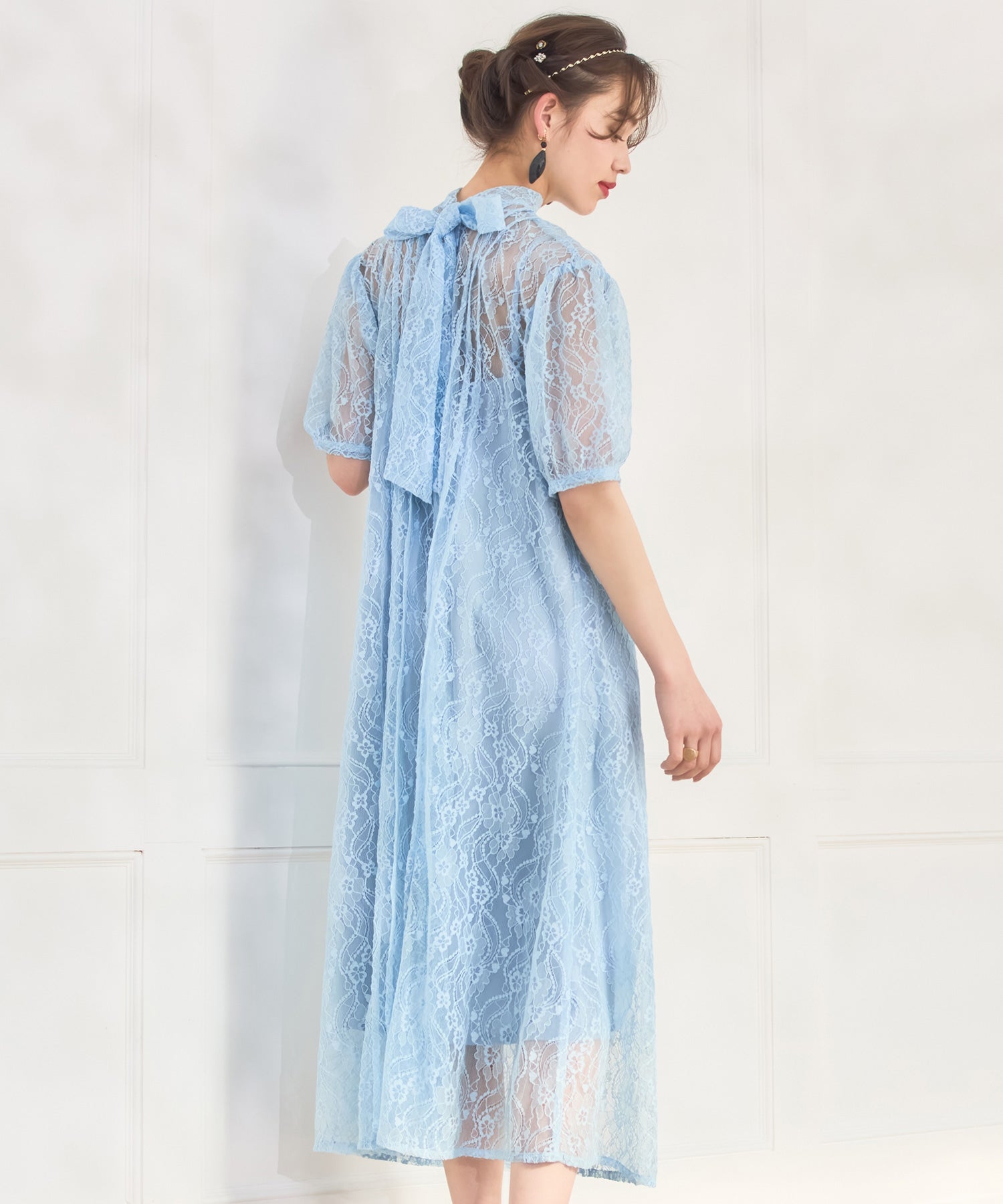 パーティードレス ワンピース 総レース 結婚式 フォーマル 普段使いdsy0040