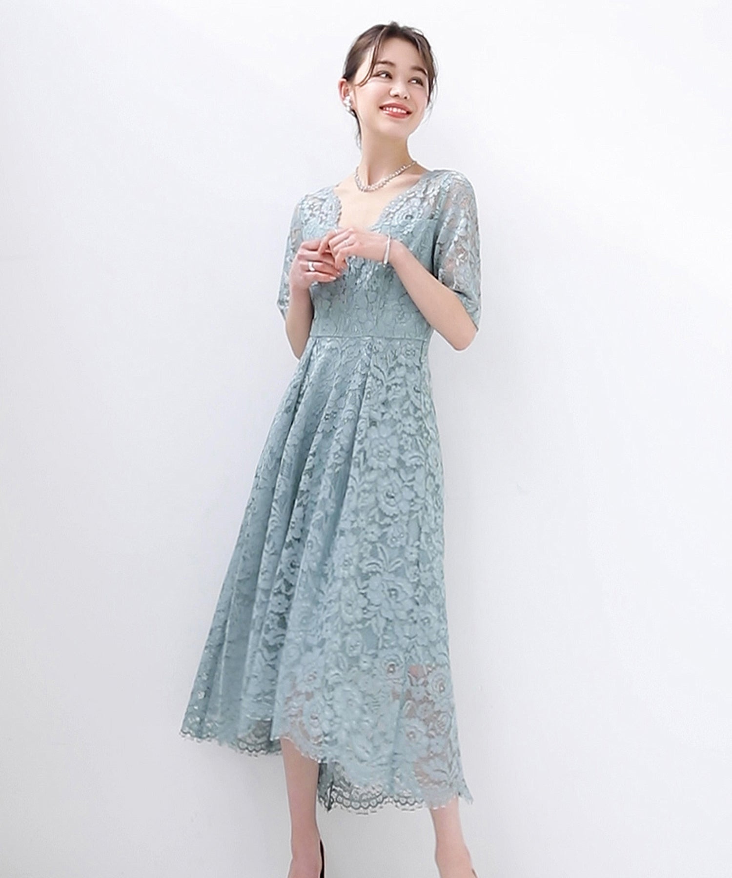 ドレス ワンピース レース 披露宴 結婚式 フォーマルパーティードレスdsy0047