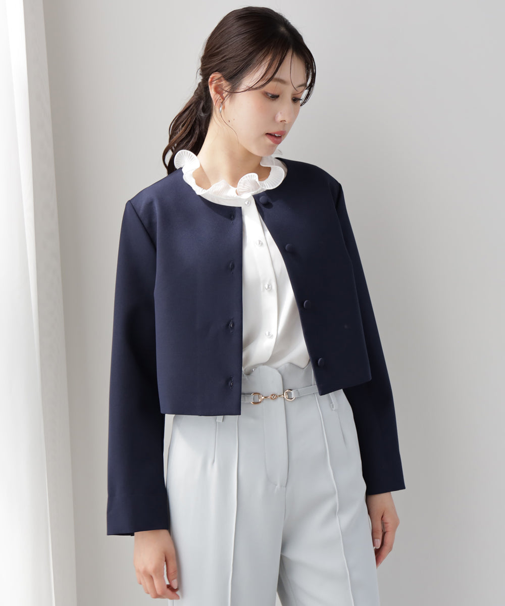 喪服にも使えるノーカラージャケット dsy0140 ネイビー – [公式]DRESS+