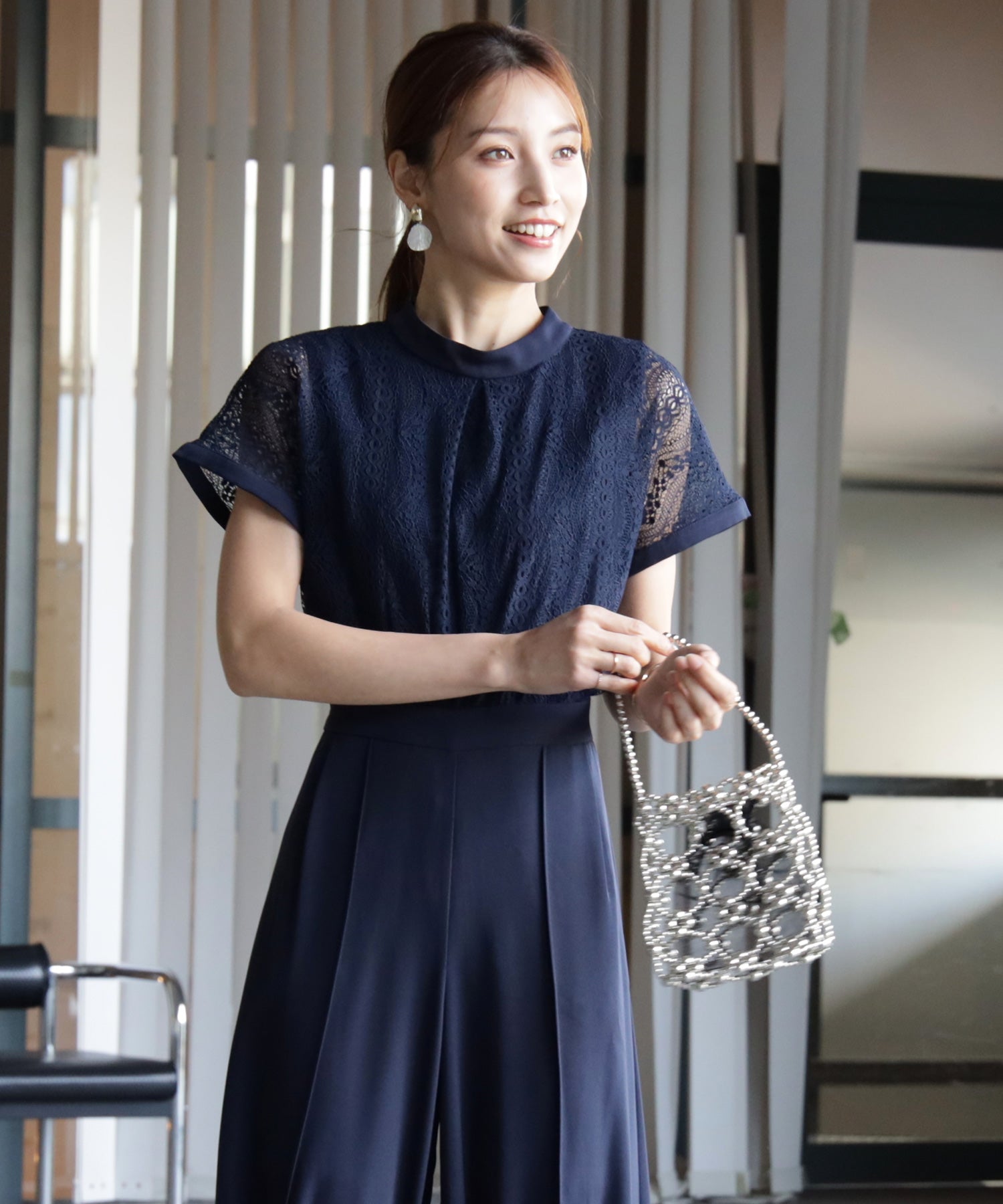 ジャンプスーツ パンツドレス ポケット付き 結婚式dsz0019