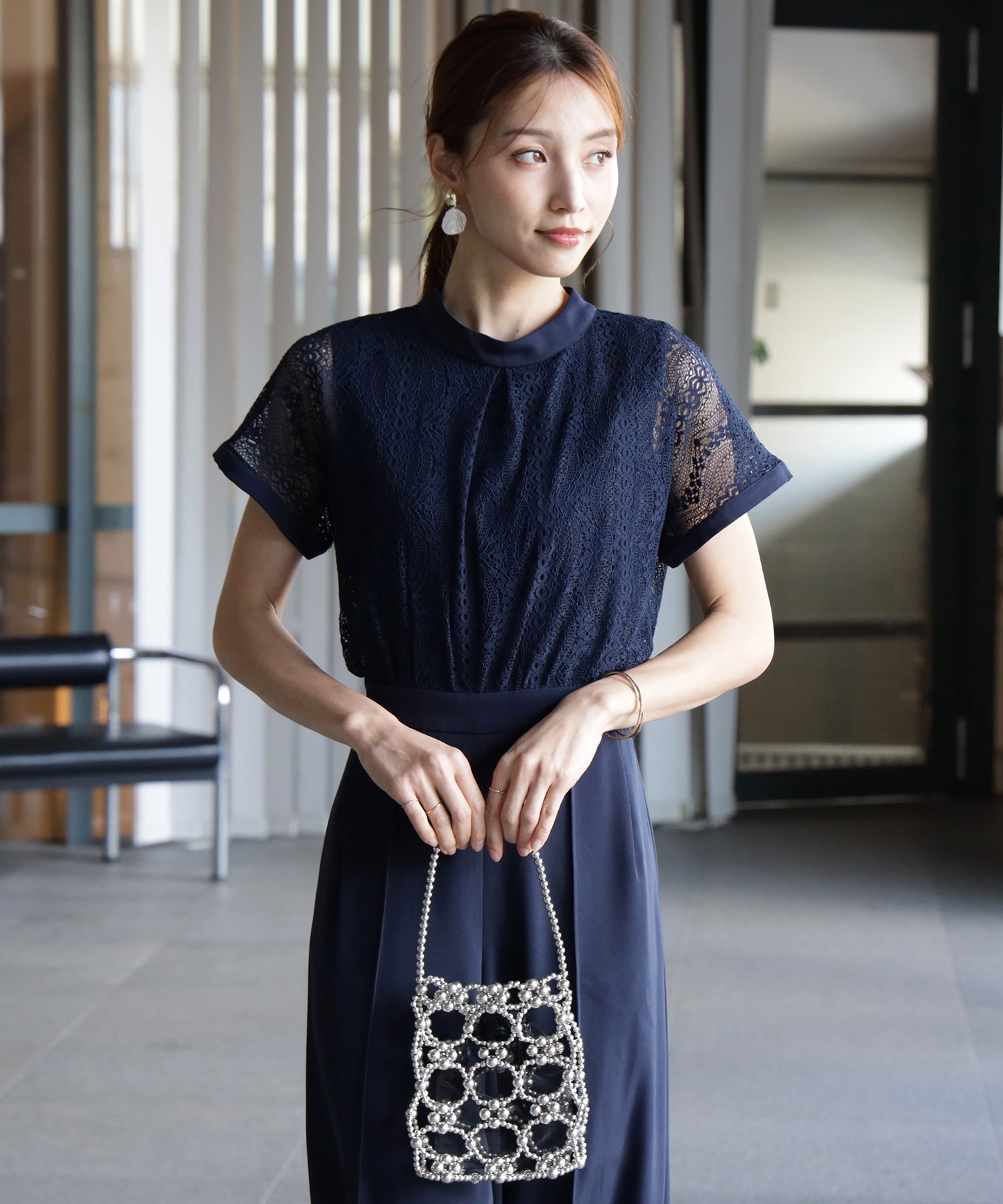 ジャンプスーツ パンツドレス ポケット付き 結婚式dsz0019