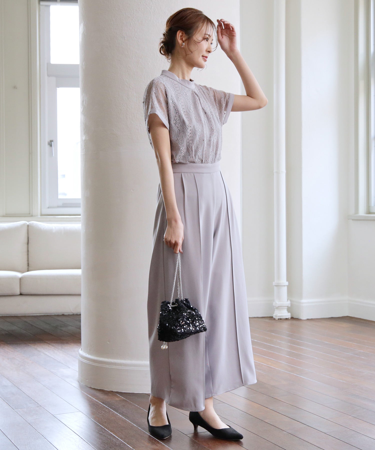 ジャンプスーツ パンツドレス ポケット付き 結婚式dsz0019