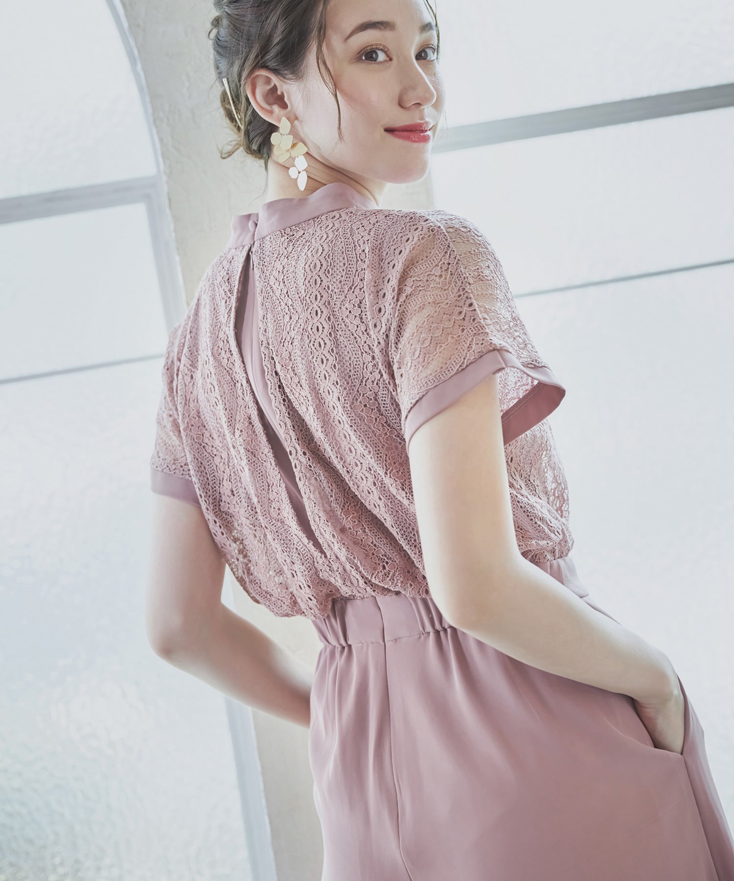 ジャンプスーツ パンツドレス ポケット付き 結婚式dsz0019