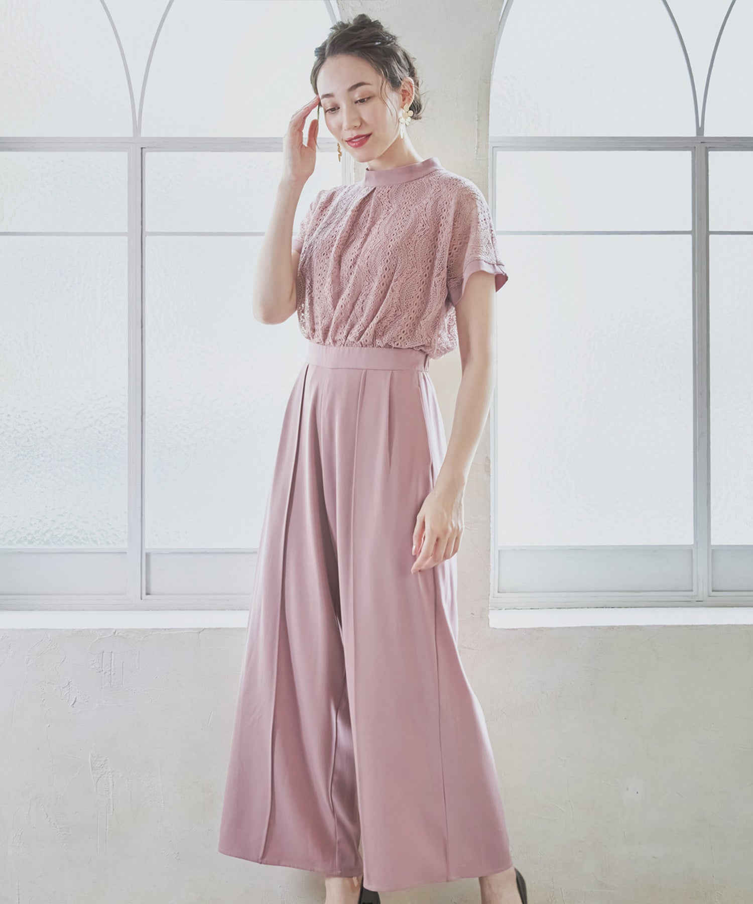 ジャンプスーツ パンツドレス ポケット付き 結婚式dsz0019