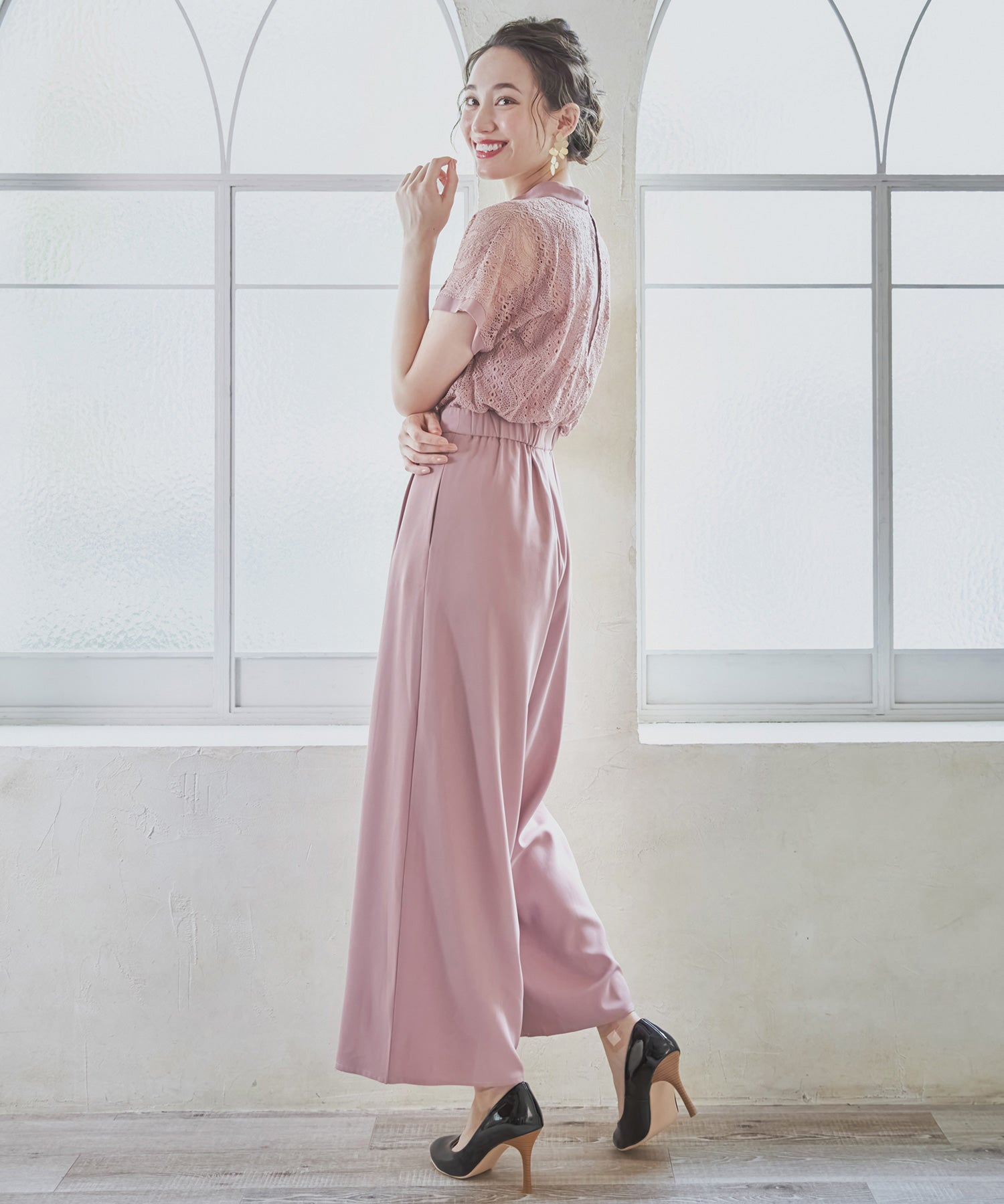 ジャンプスーツ パンツドレス ポケット付き 結婚式dsz0019