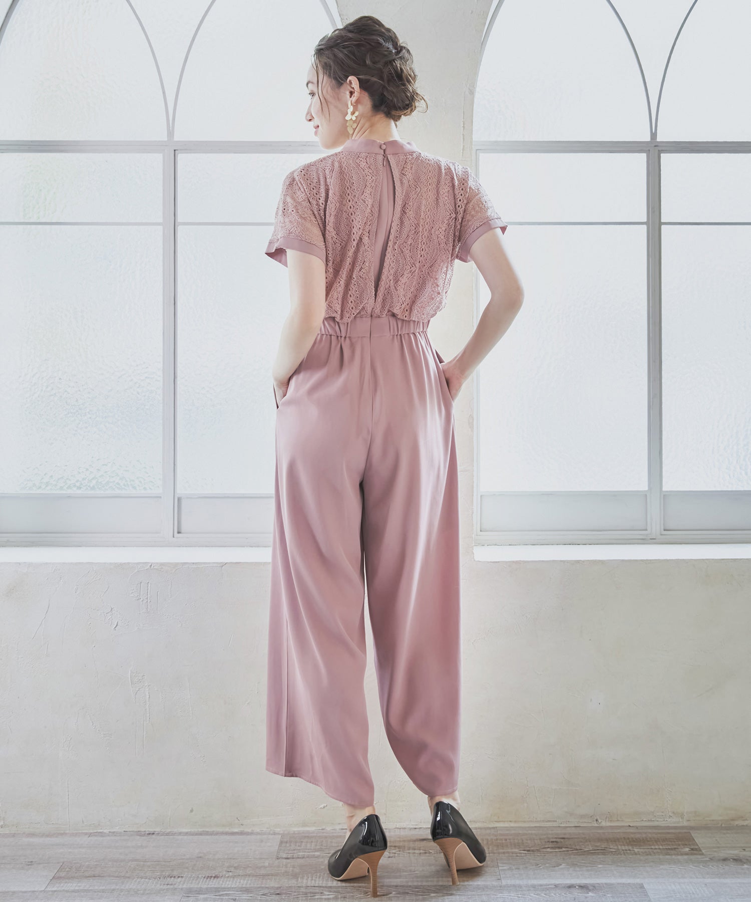 ジャンプスーツ パンツドレス ポケット付き 結婚式dsz0019