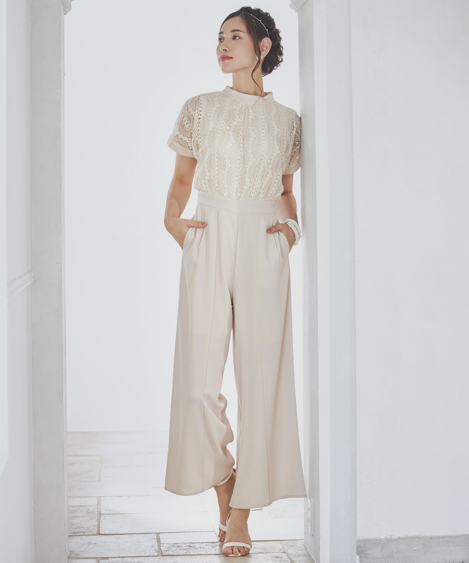 ジャンプスーツ パンツドレス ポケット付き 結婚式dsz0019