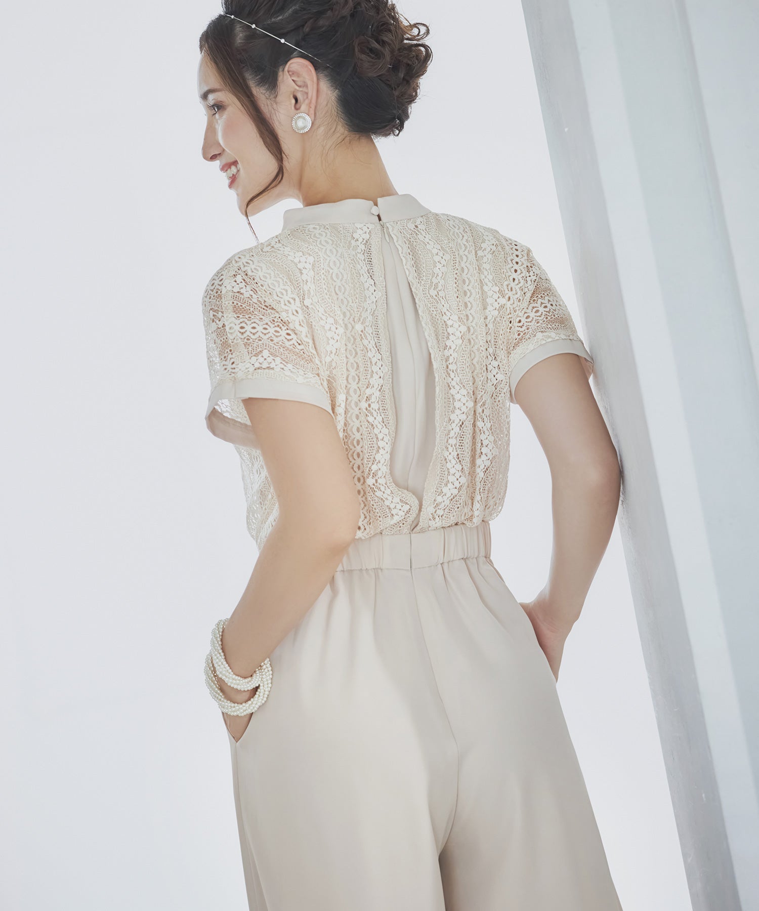 ジャンプスーツ パンツドレス ポケット付き 結婚式dsz0019