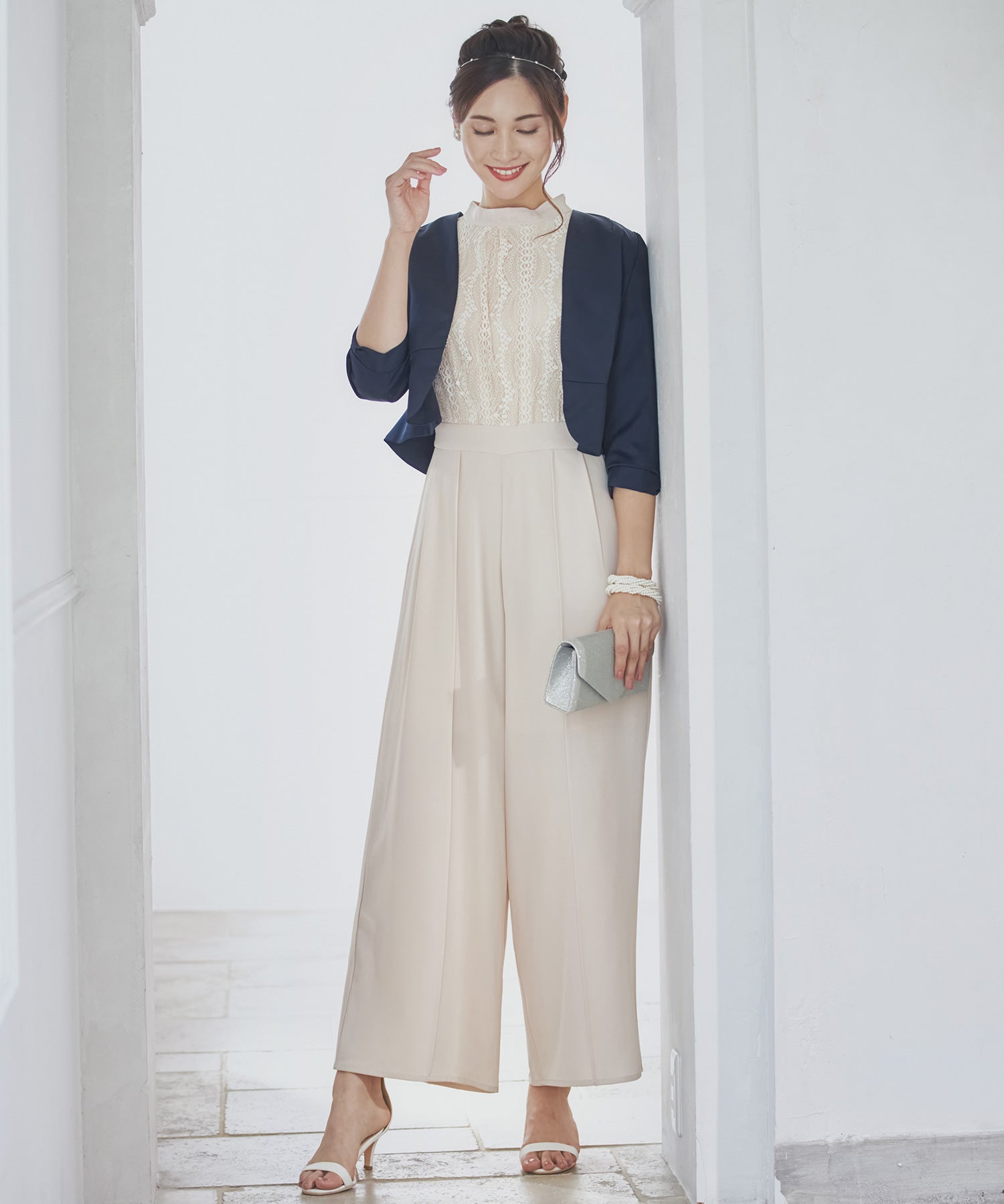 ジャンプスーツ パンツドレス ポケット付き 結婚式dsz0019