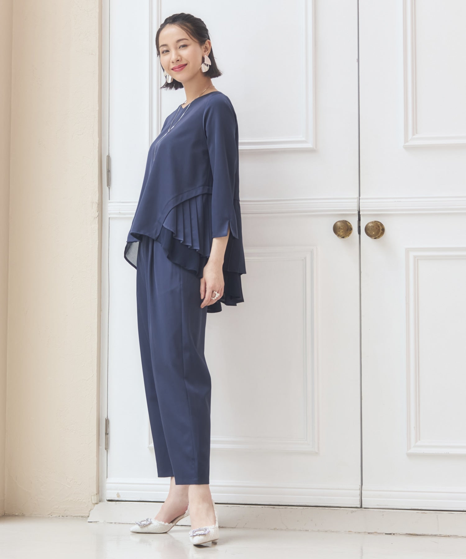 結婚式 パンツドレス セットアップ パーティー プリーツdsz0105