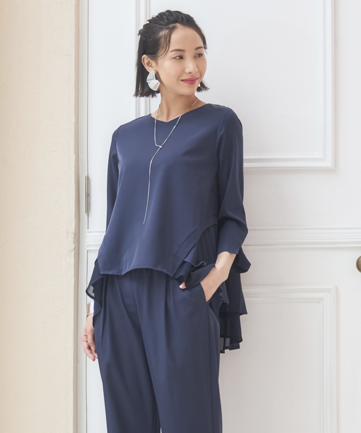 結婚式 パンツドレス セットアップ パーティー プリーツdsz0105