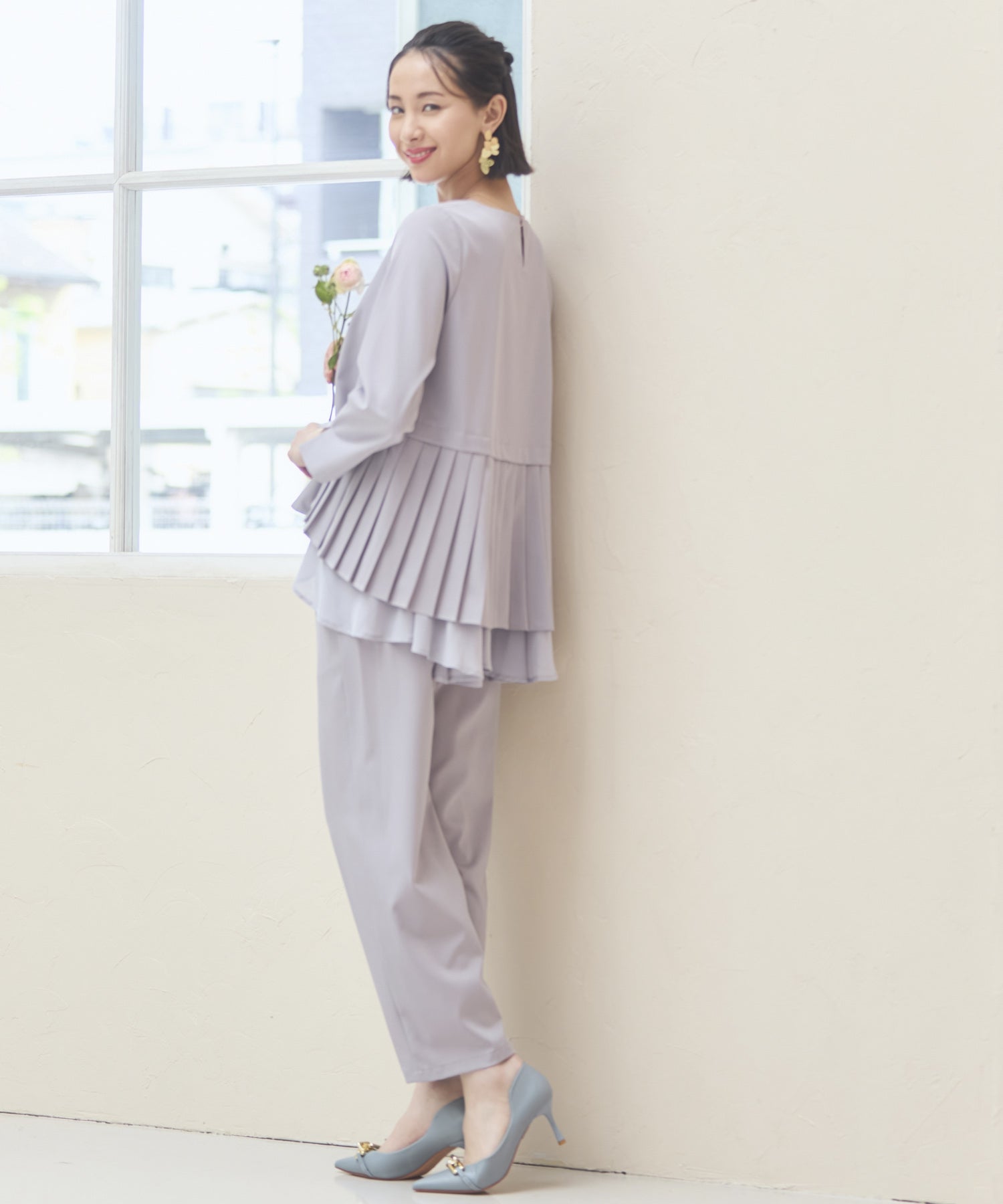 結婚式 パンツドレス セットアップ パーティー プリーツdsz0105