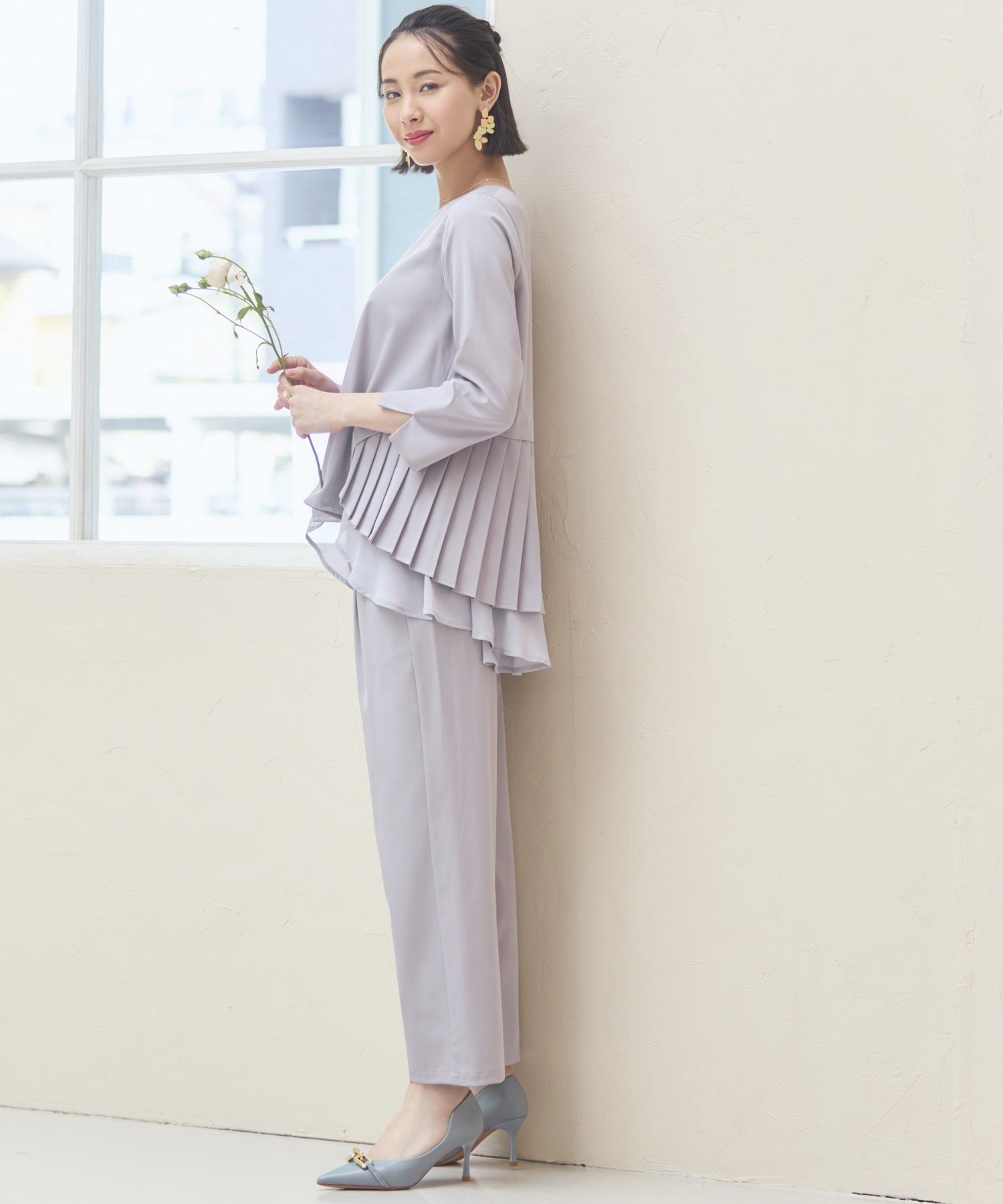 結婚式 パンツドレス セットアップ パーティー プリーツdsz0105