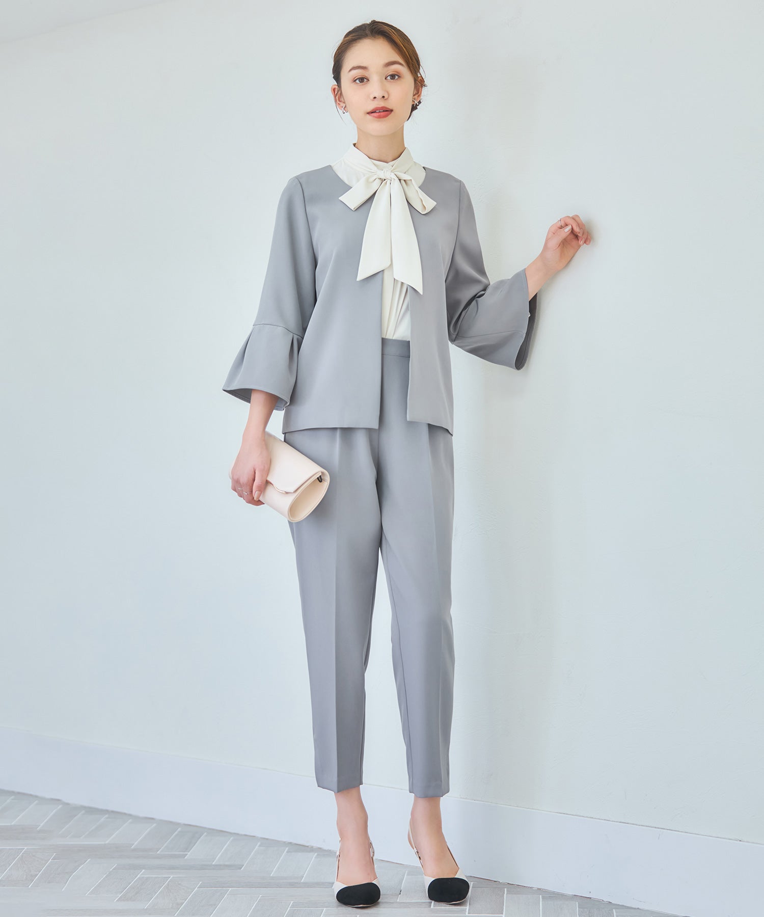 セットアップ レディーススーツ ジャケットdsz0124 ライトグレー