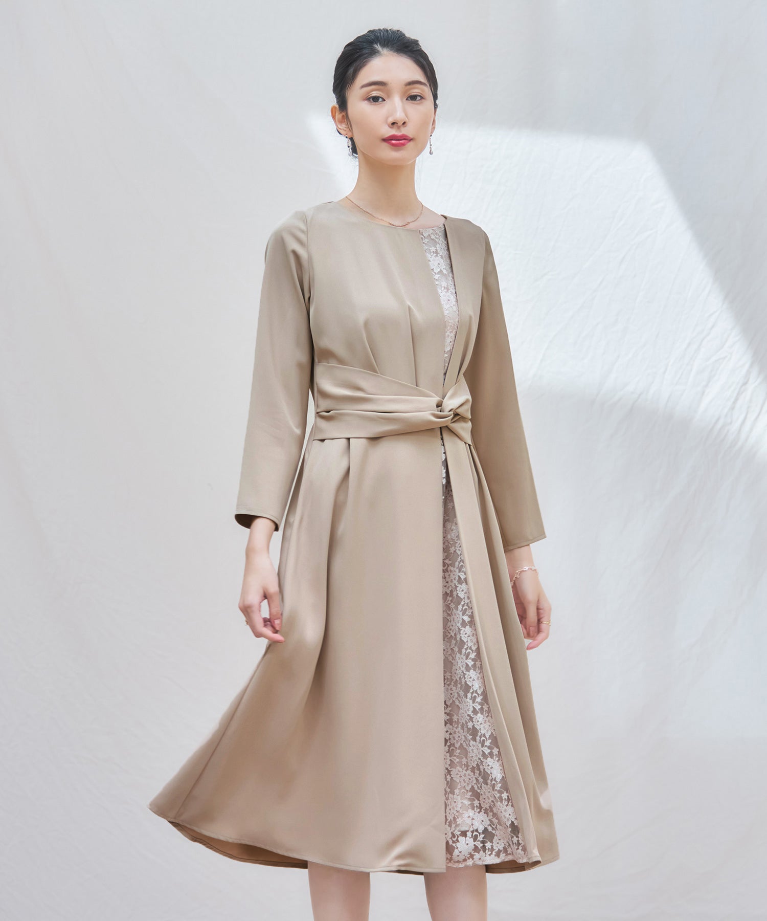 パーティードレス ワンピース 袖付き 結婚式 フォーマル