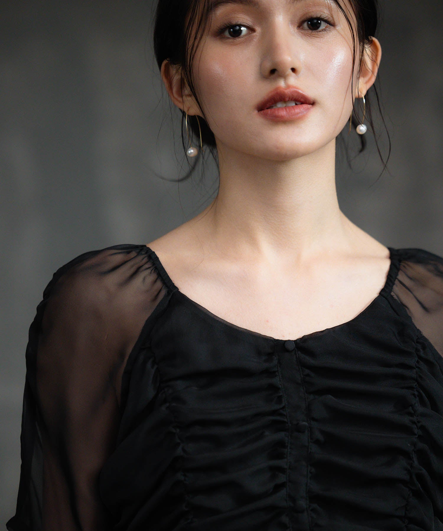 ワンピース ドレス 結婚式 異素材ドッキングdsz0133 グレー