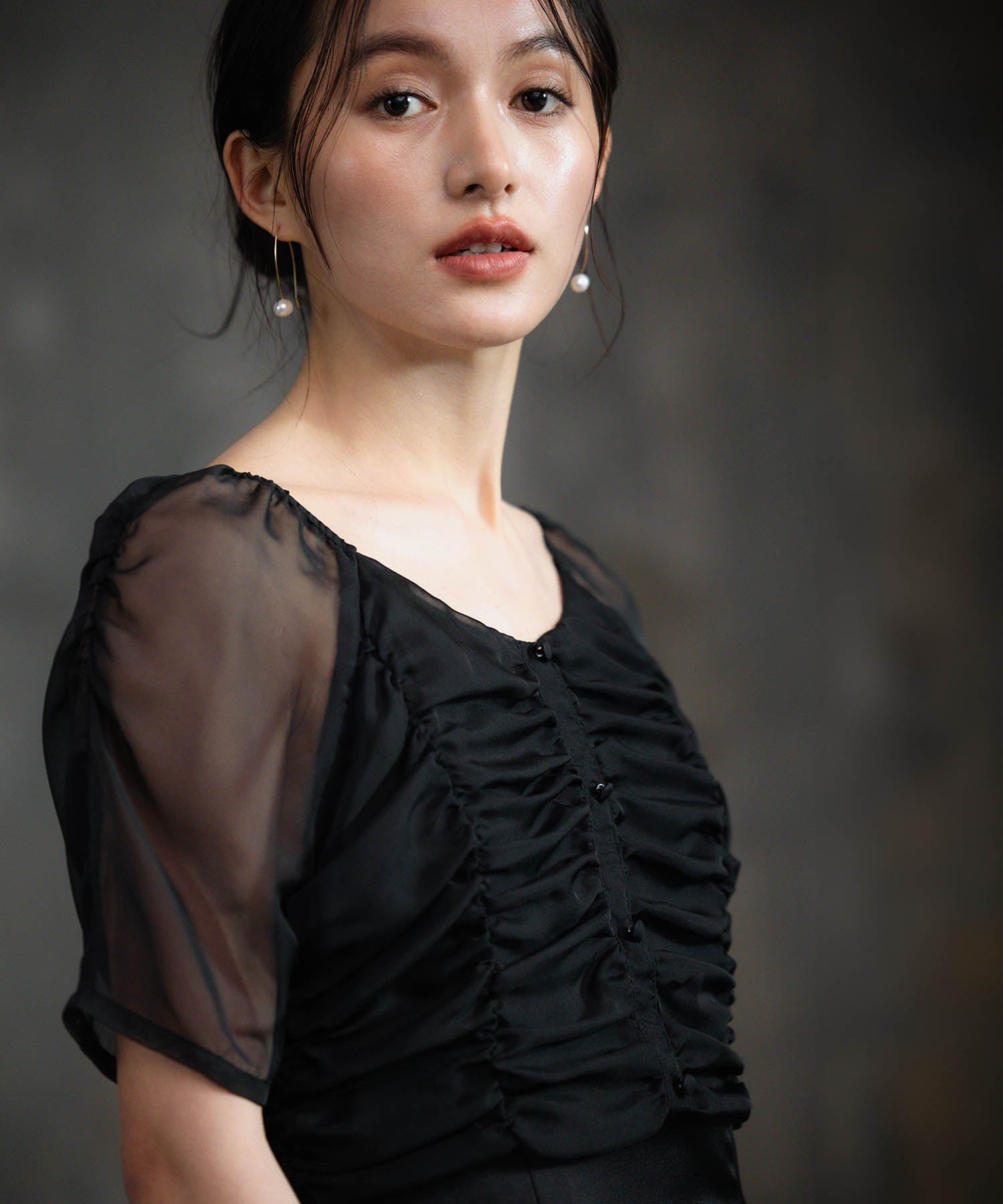 ワンピース ドレス 結婚式 異素材ドッキングdsz0133 グレー