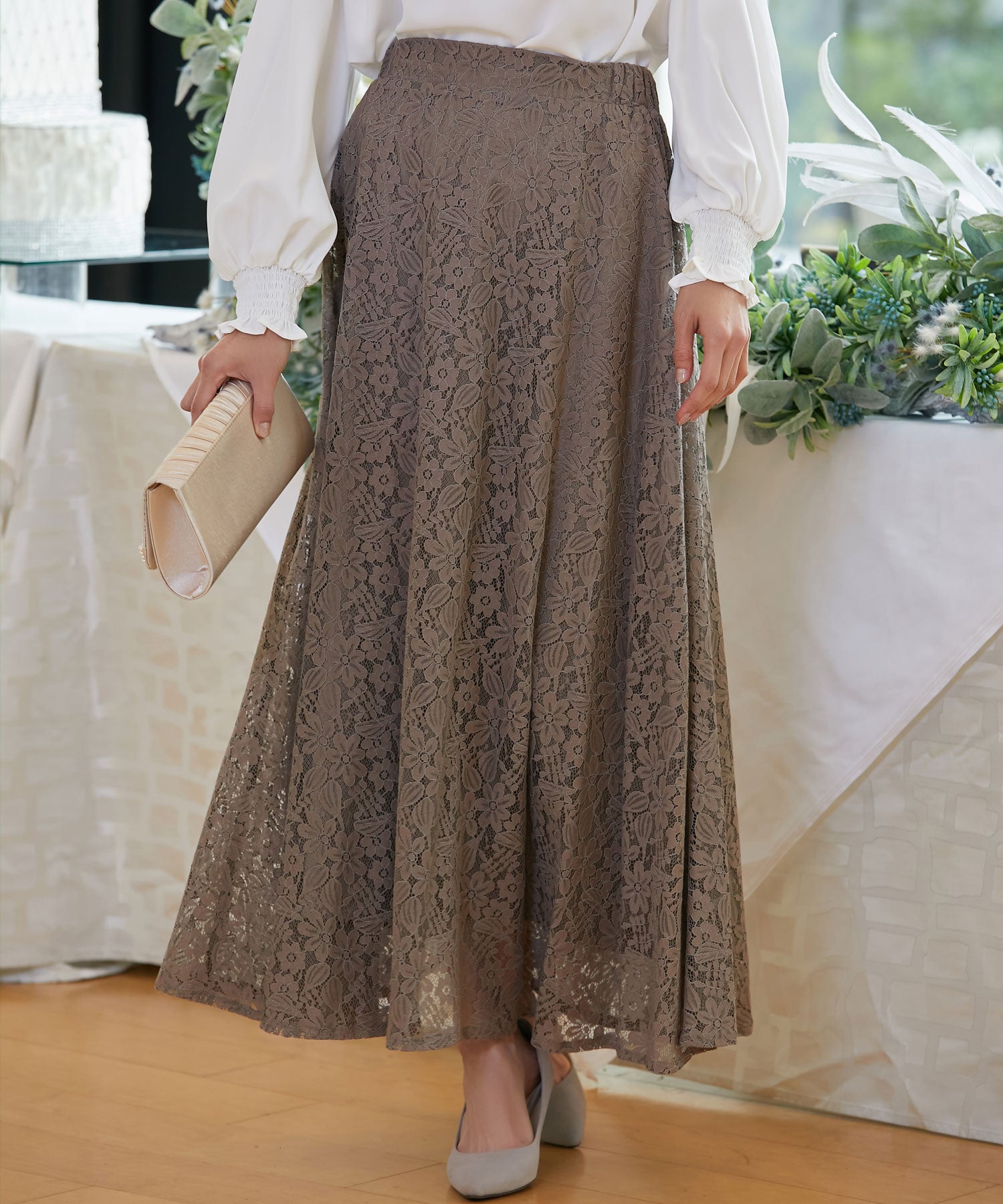 総レースロングスカート【結婚式】【パーティー】【フォーマル】【セレモニー】cy11001-106-17