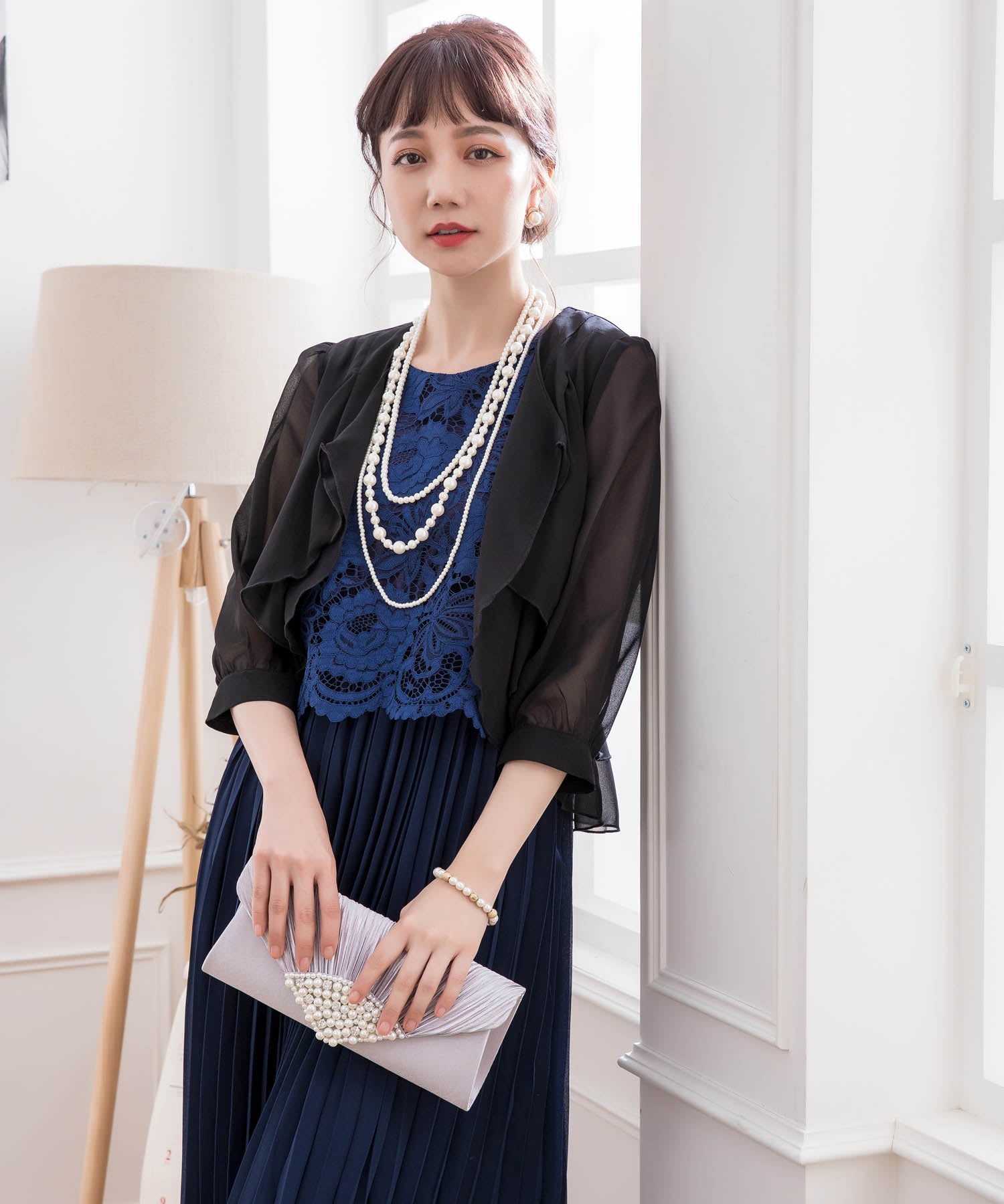 薄手シフォンパーティーボレロcy3391-l-bk