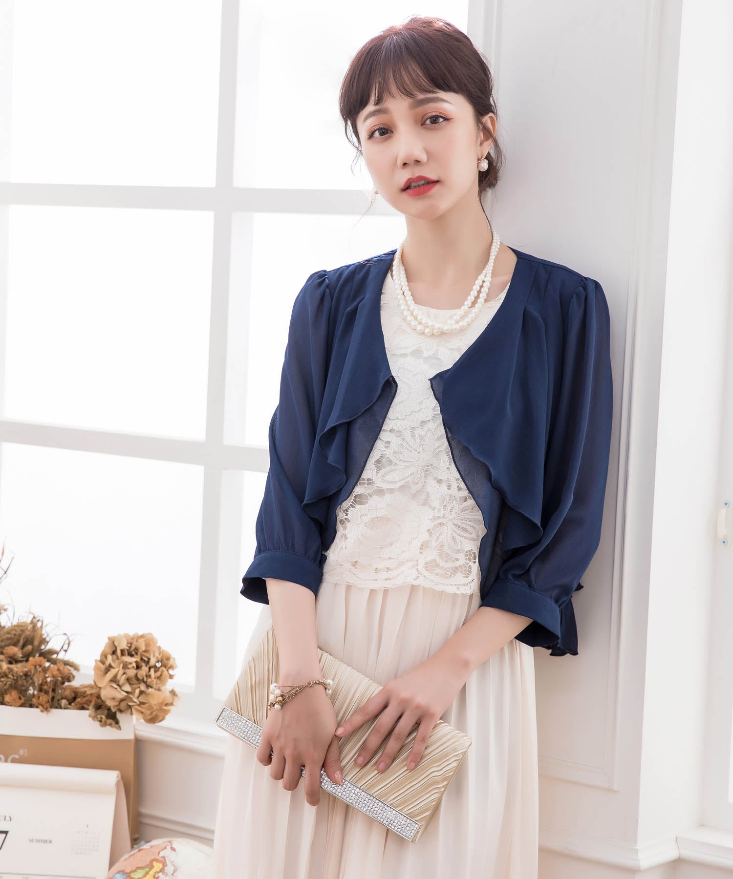 薄手シフォンパーティーボレロcy3391-l-navy