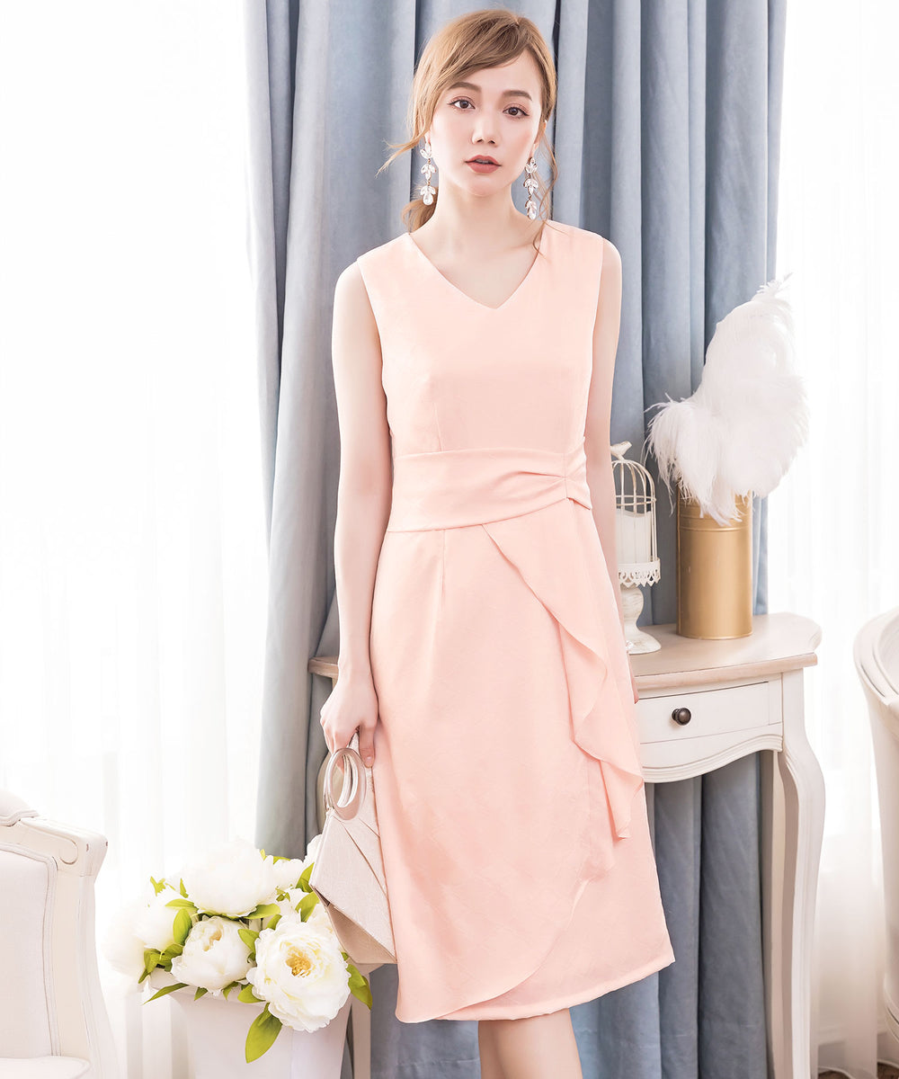 フリル付きノースリーブワンピース ピンク miniministore｜フリル付きワンピース ノースリーブワンピ