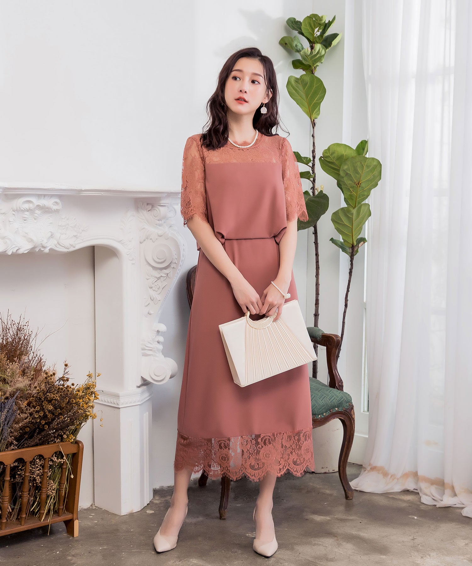 総レース結婚式ワンピースお呼ばれパーティドレスcy88338-106-26