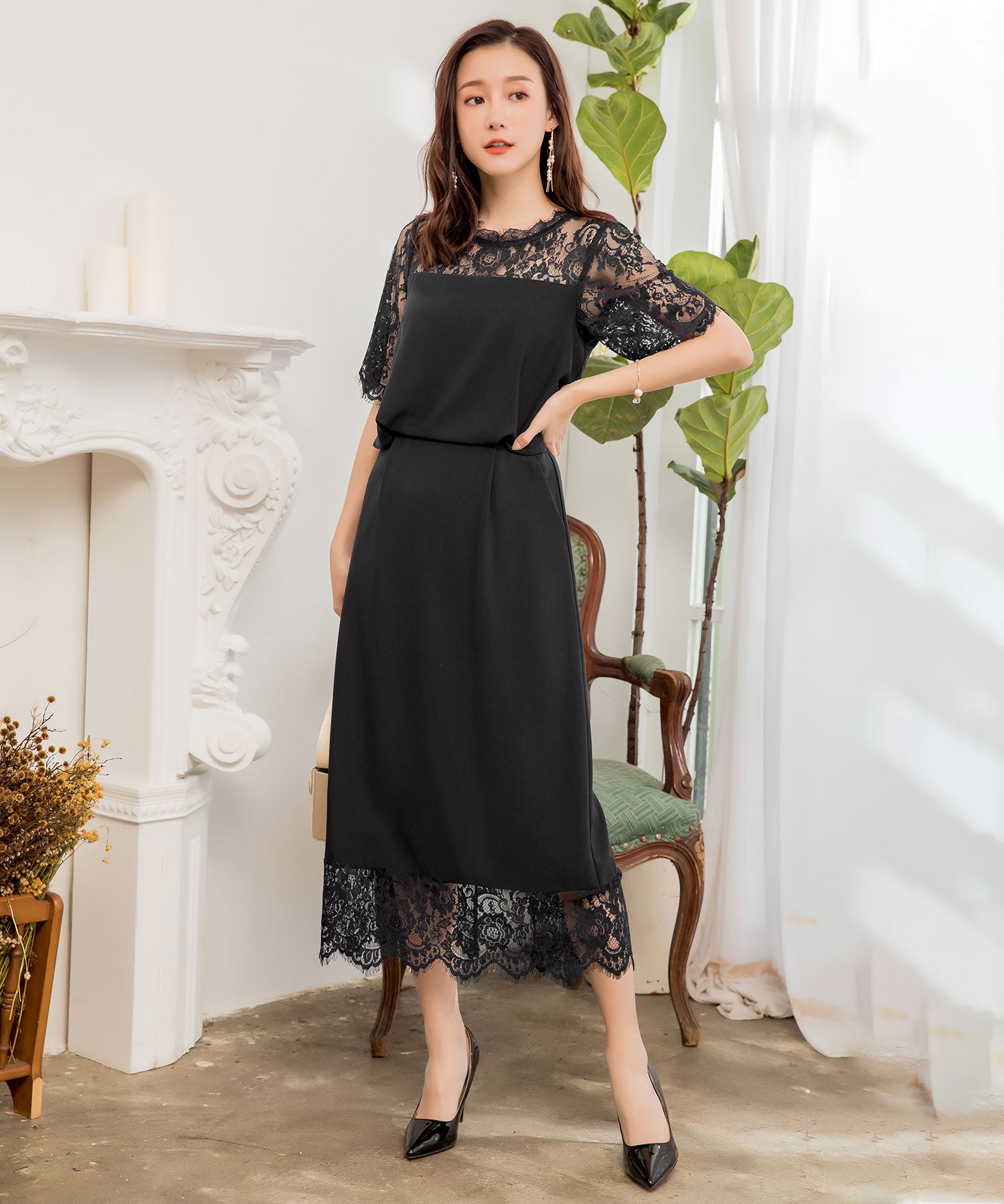 総レース結婚式ワンピースお呼ばれパーティドレスcy88338-106-8