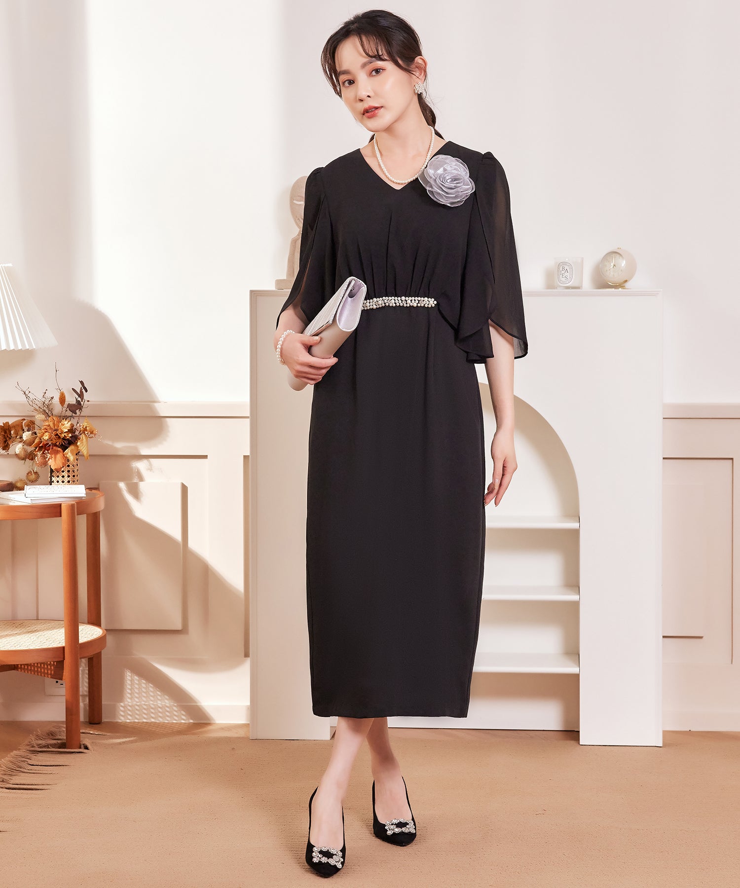 パーティードレス 結婚式 大きいサイズ ミモレ丈cy88512-106-8