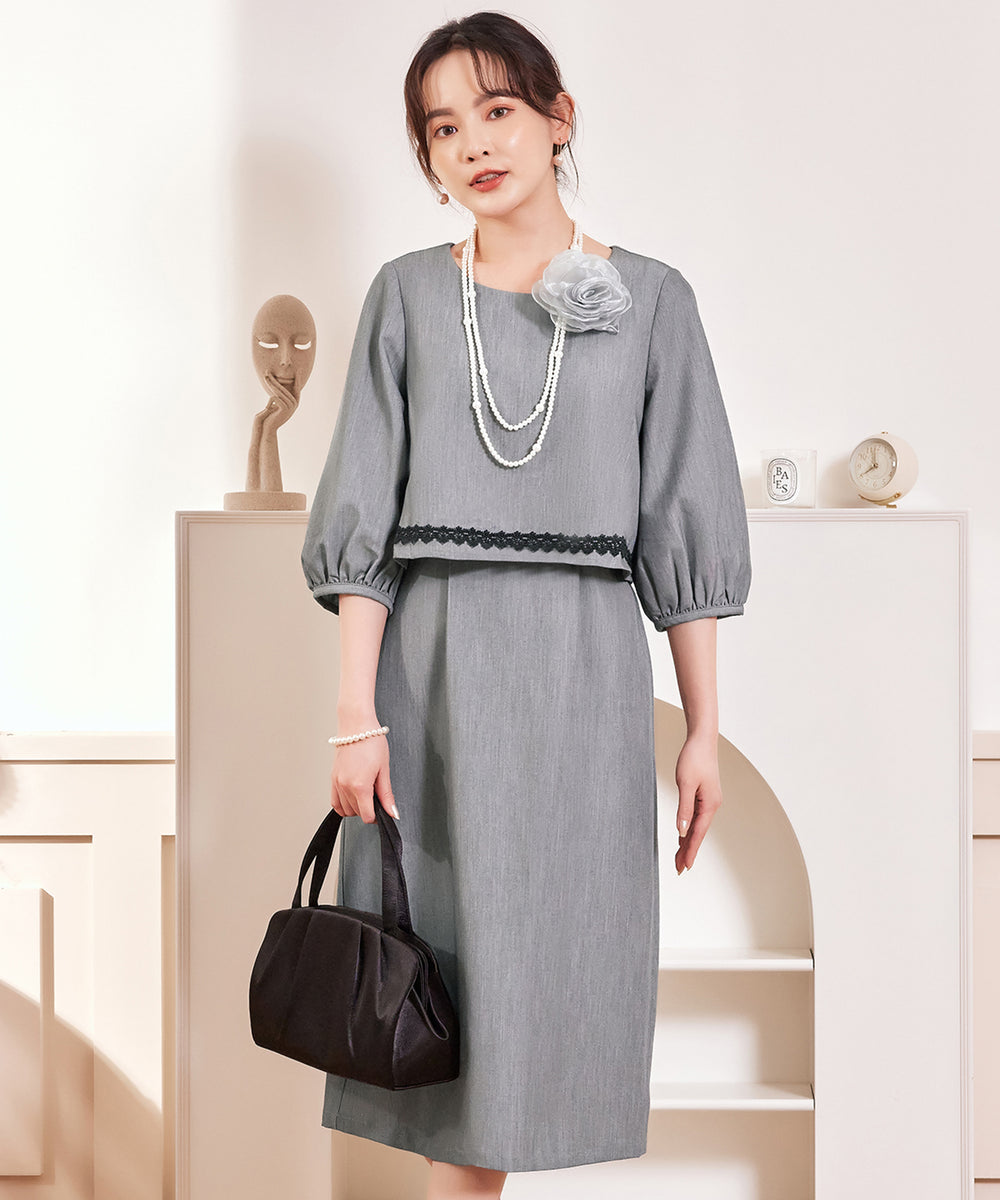 パーティードレス フォーマルワンピース フォーマルドレス グレー