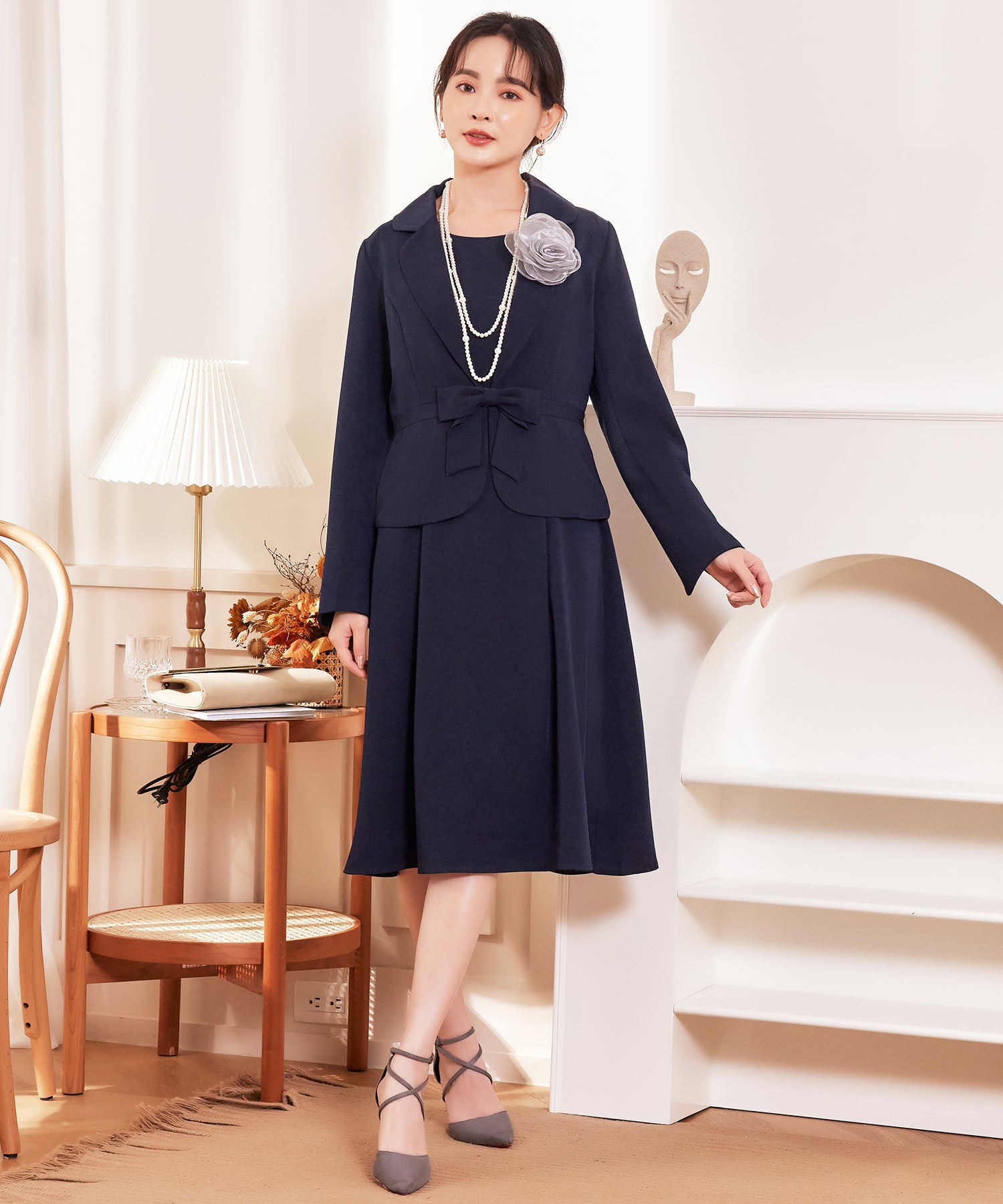 フォーマルワンピース ジャケット セット 膝丈 テーラードジャケット 入学式 卒業式 パーティードレスcy88522-106-16